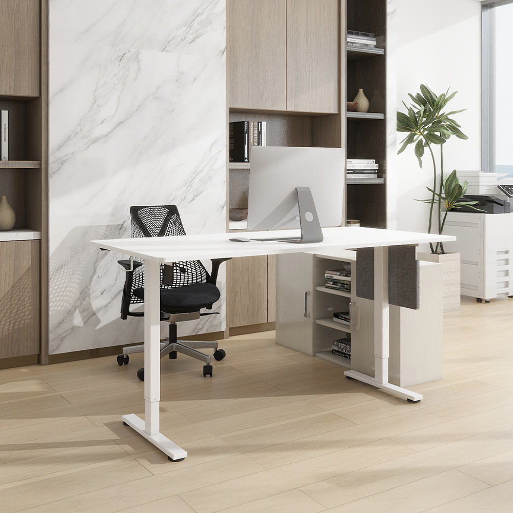Höhenverstellbarer Schreibtisch ELMO Weiß - 160 x 60 cm