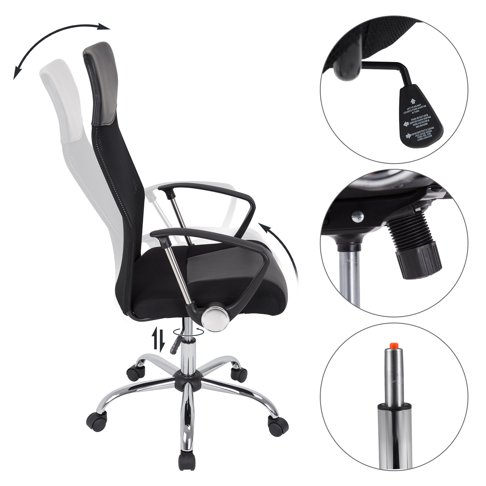 Bürostuhl Deluxe Schwarz mit Netz