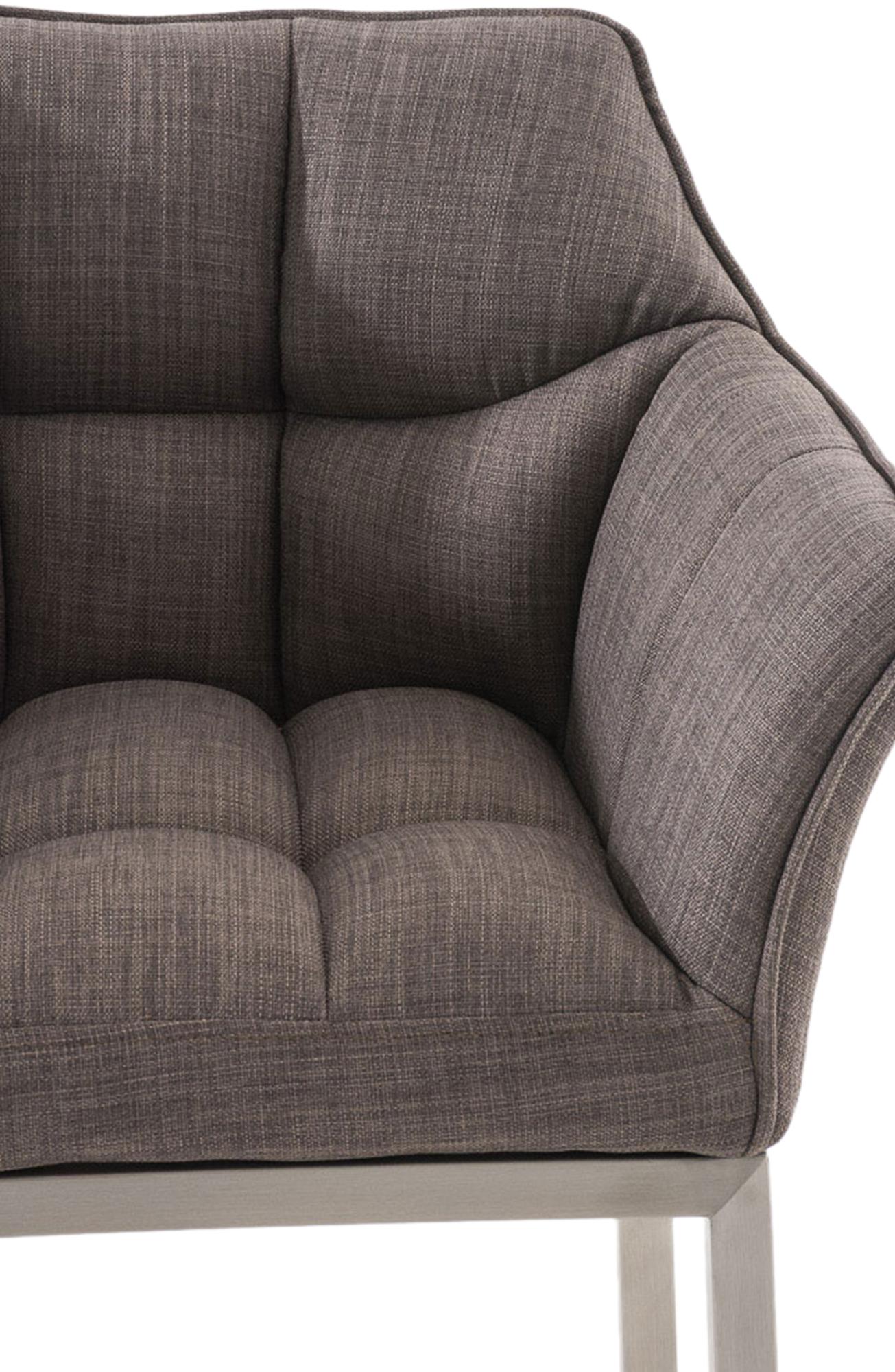 Barhocker Damaso E Stoff mit 4-Fuß Gestell, grau