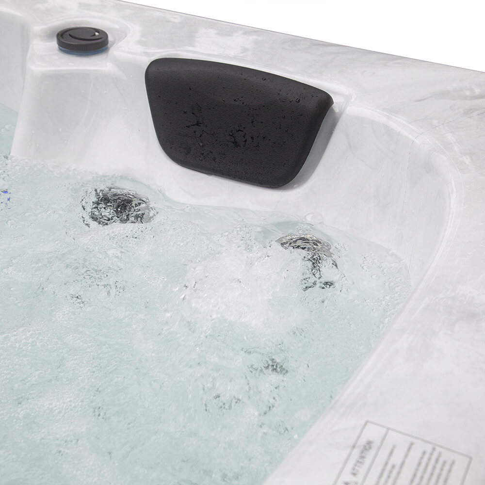 Outdoor Whirlpool mit Treppe und Thermoabdeckung WHITE MARBLE Anthrazit - 210 x 160 cm für 3 Personen