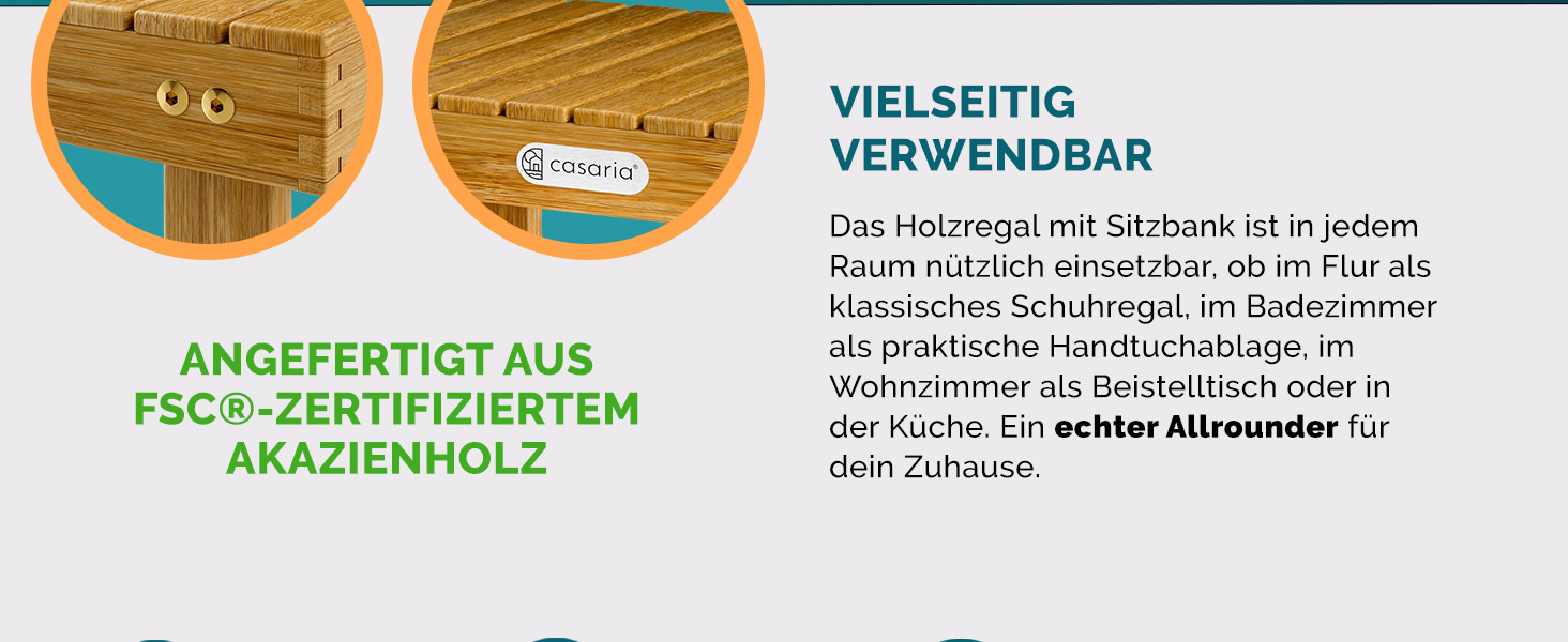 Schuhregal 2in1 Akazienholz FSC®-zertifiziert 50x33x46cm