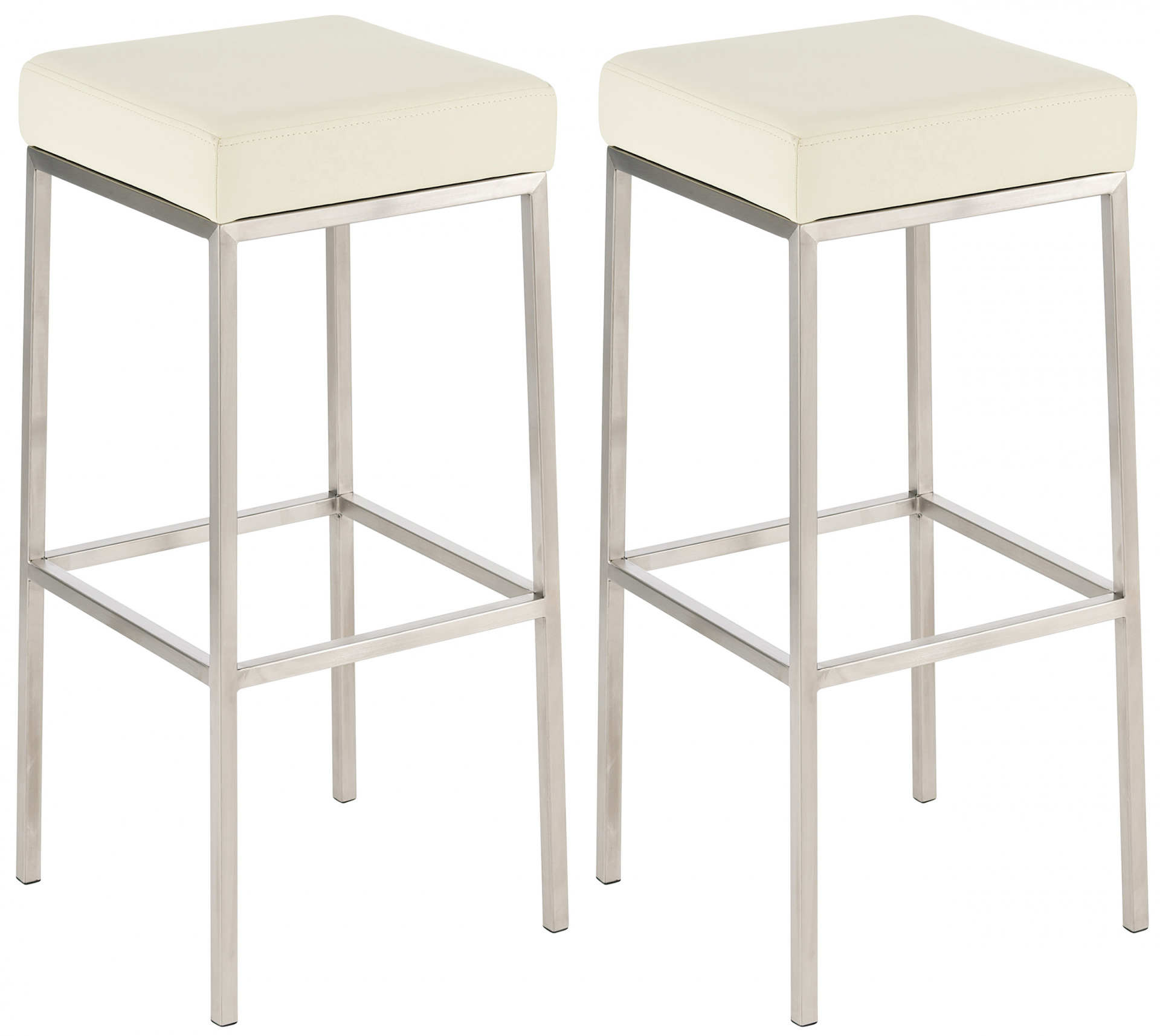2er Set Barhocker Montreal 85 Kunstleder edelstahl, creme
