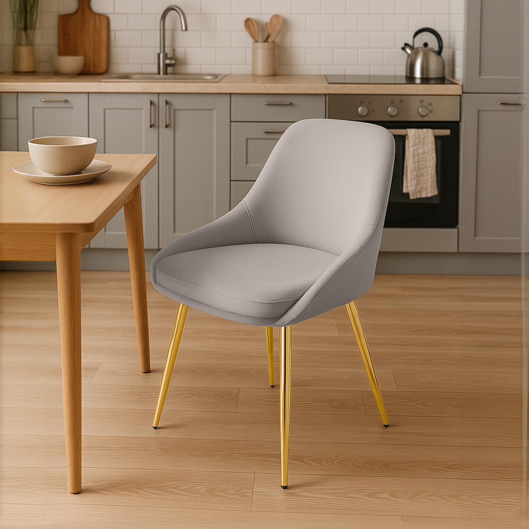 Esszimmerstuhl Elmira Samt gold, grau