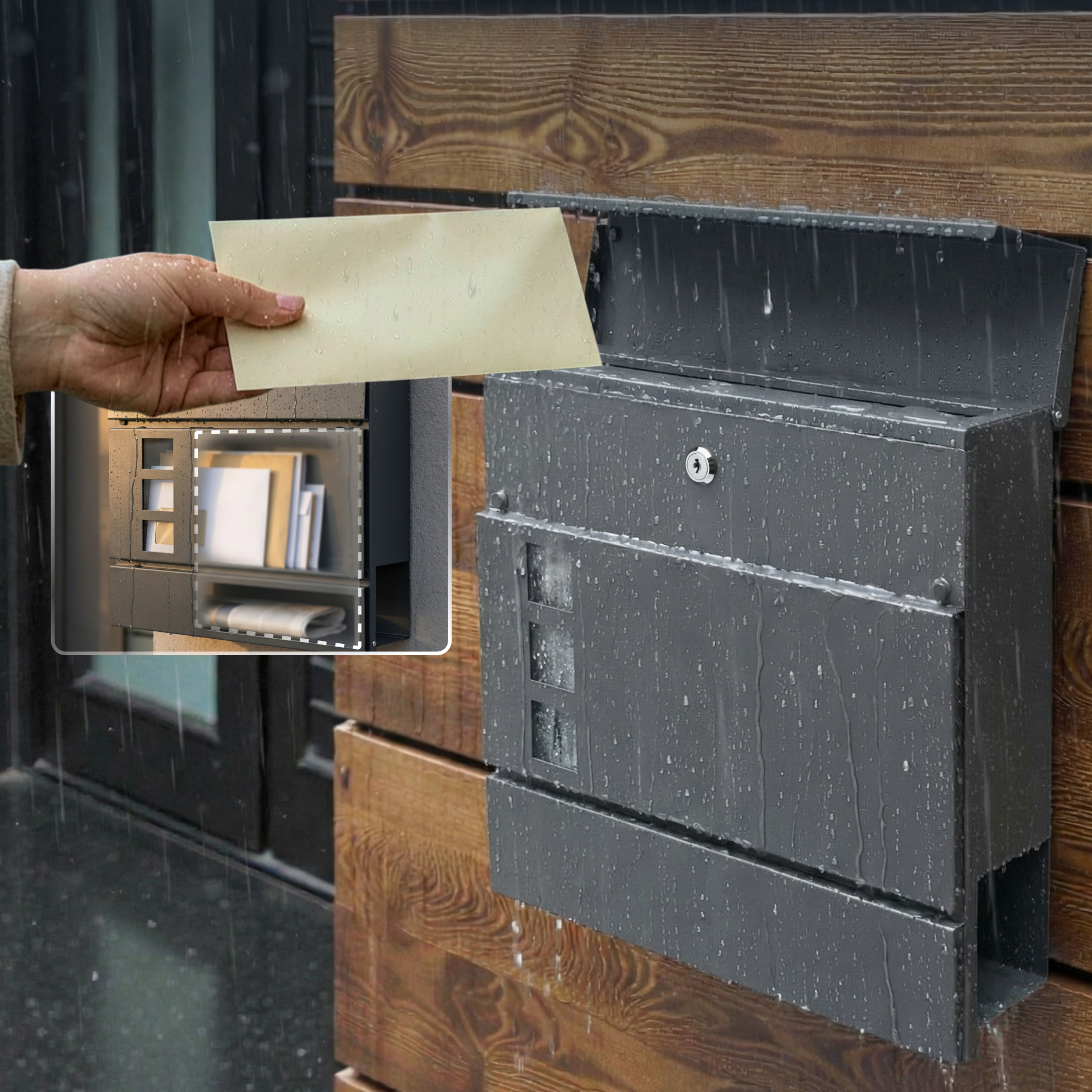 Designer Briefkasten mit Sichtfenster Anthrazit