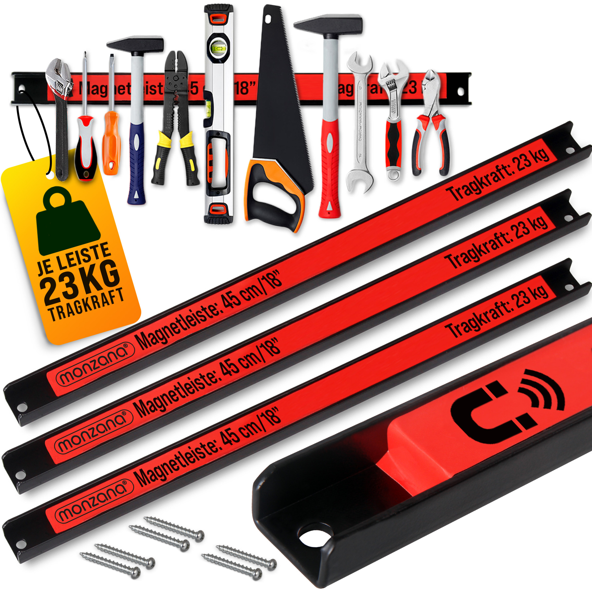 Magnetleiste 3er-Set 45cm inkl Montagematerial