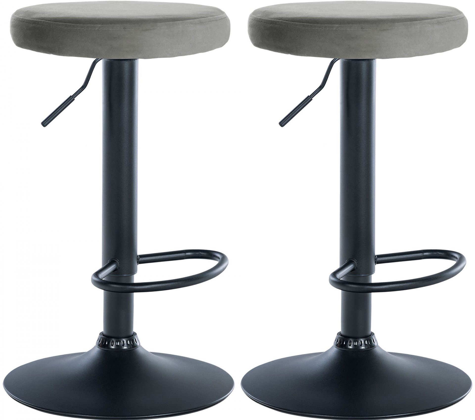 2er Set Barhocker Ponte Samt schwarz, grau