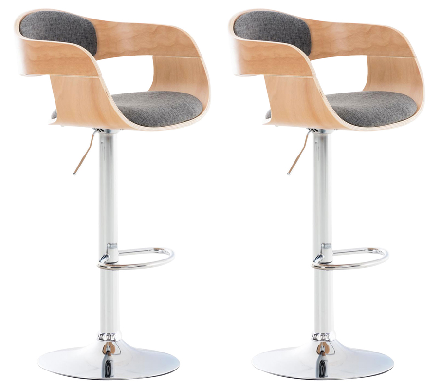 2er Set Barhocker Kingston C Stoff, natura/hellgrau