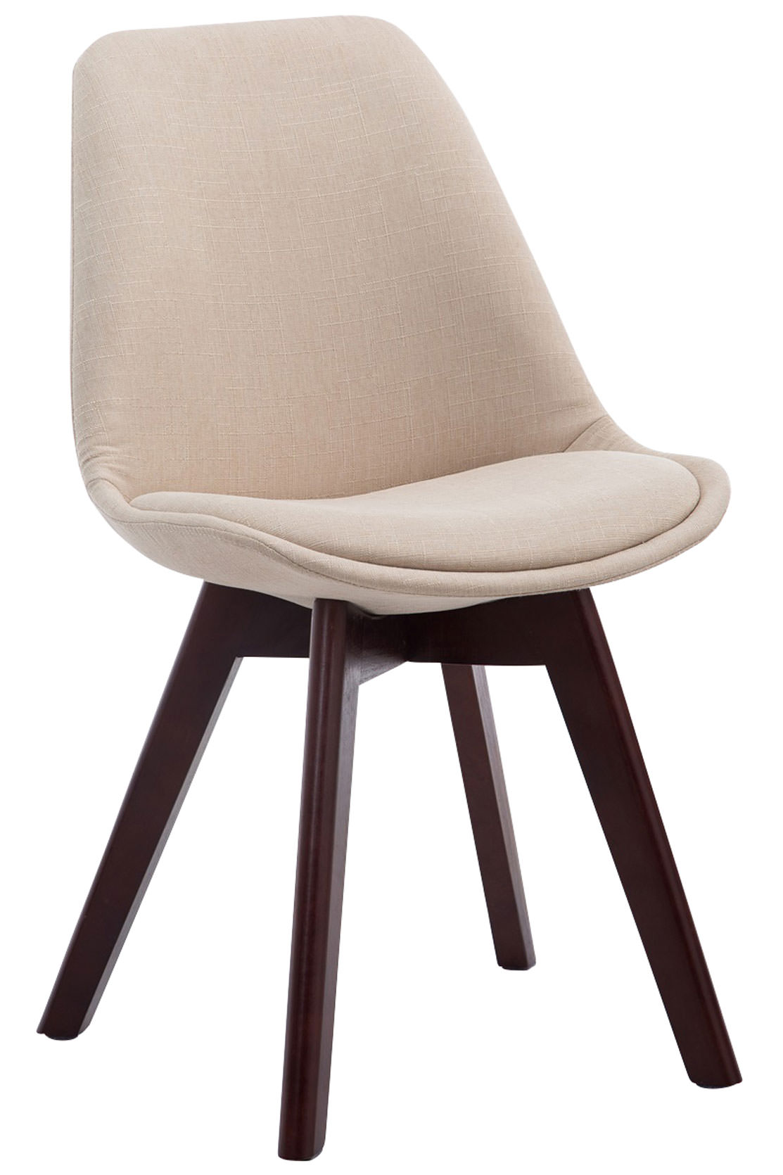 4er Set Besucherstühle Borneo V2 Walnuss Stoff, creme