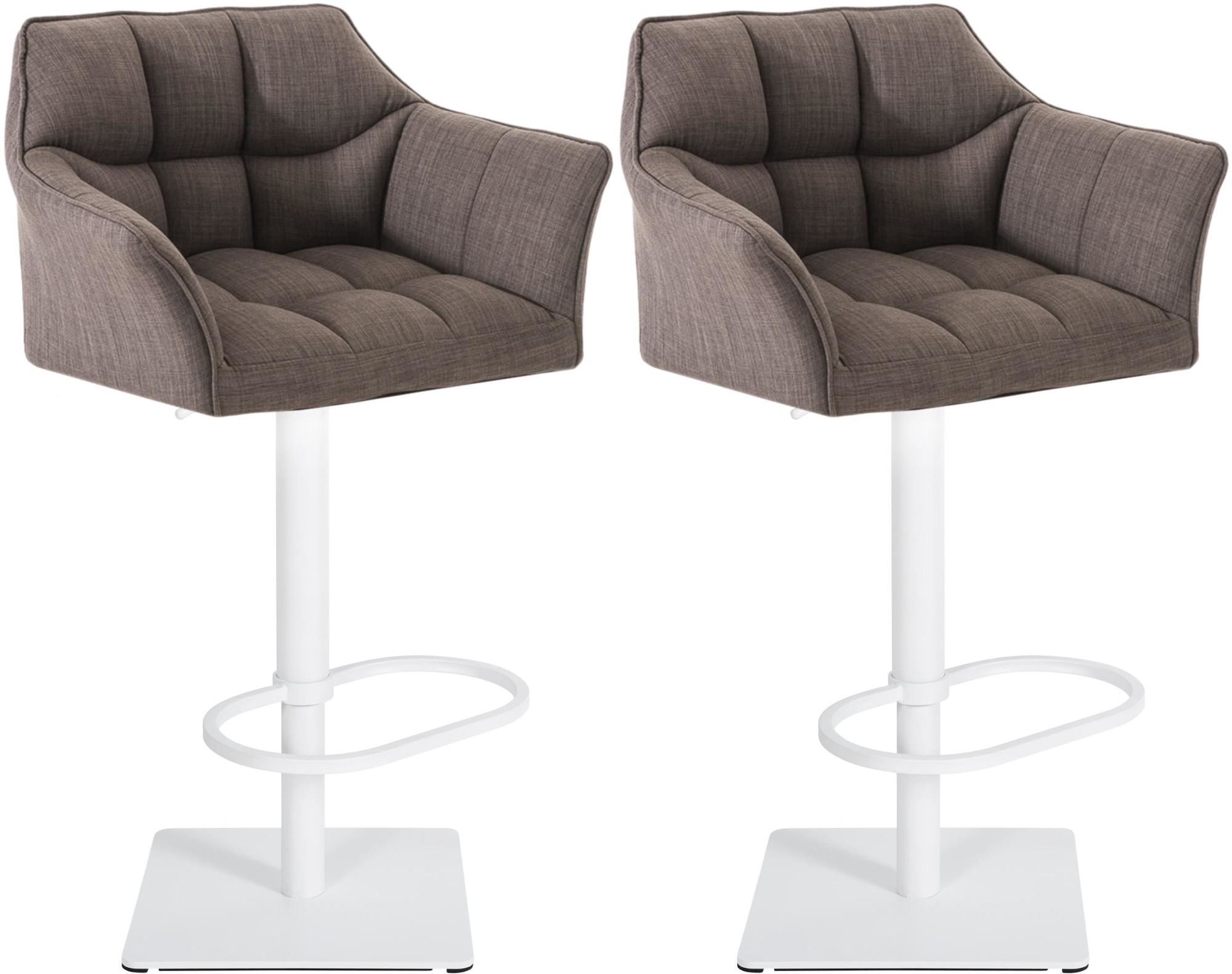 2er Set Barhocker Damaso Stoff weiß, grau