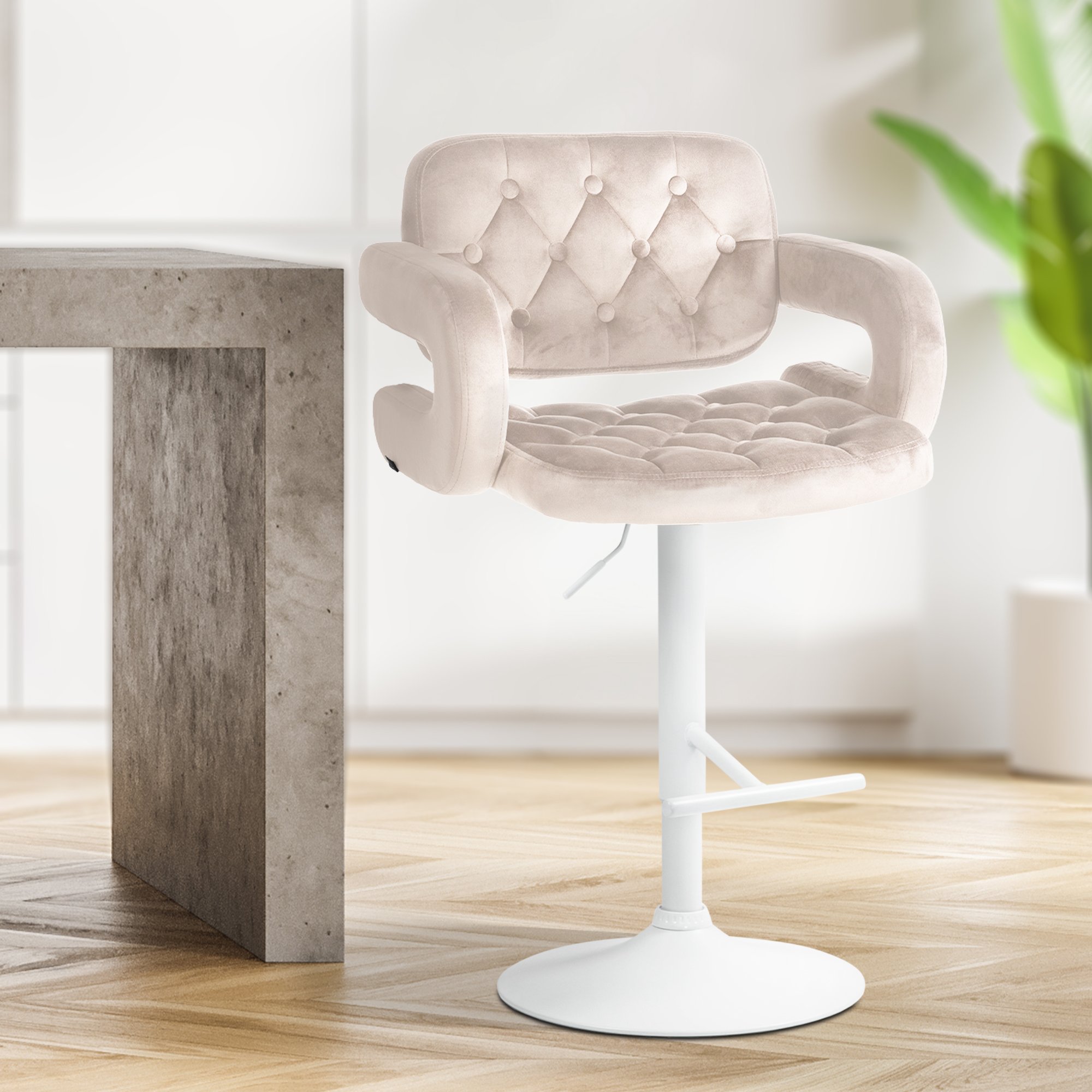 Barhocker Dublin Samt weiß, creme