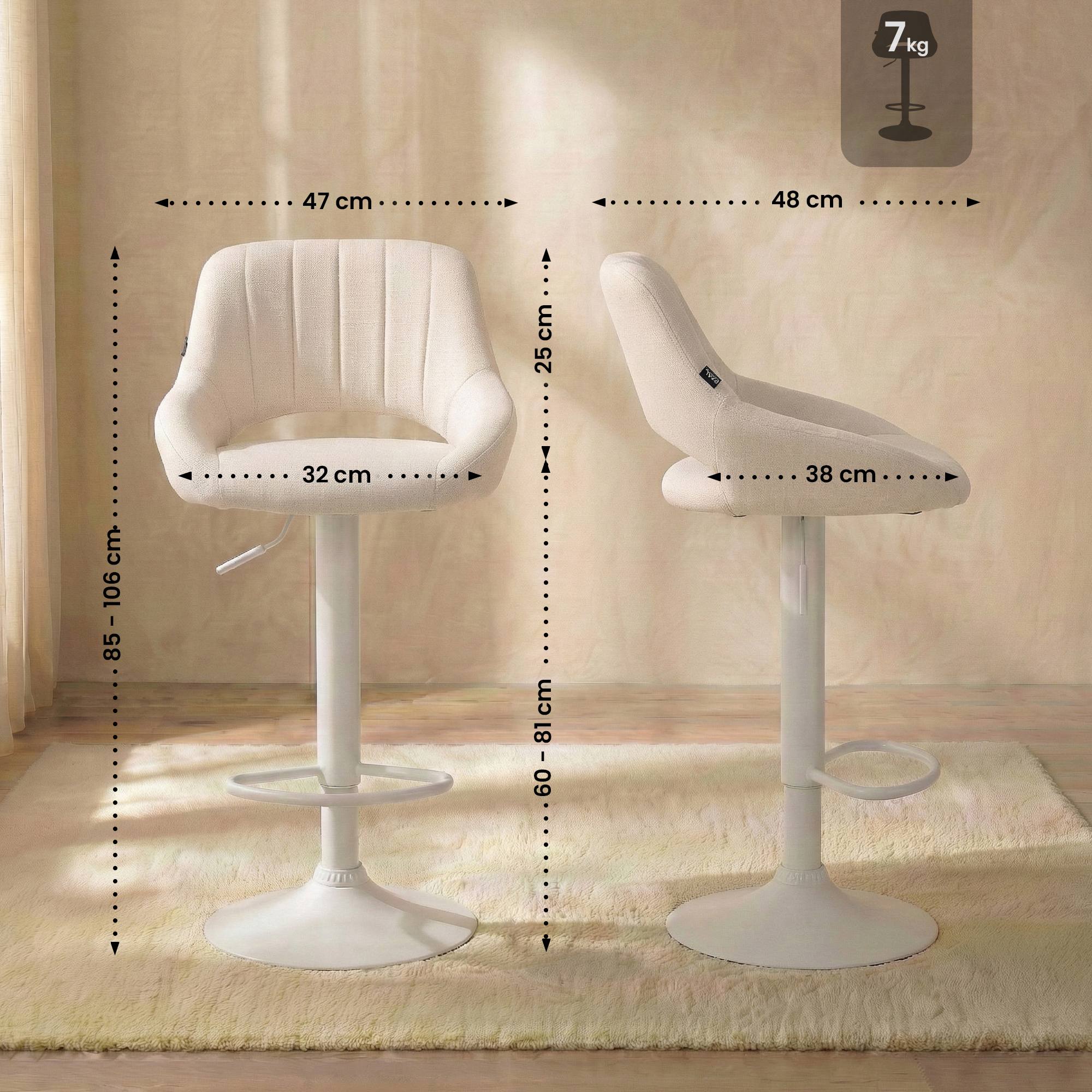 2er Set Barhocker Milet Stoff W, creme