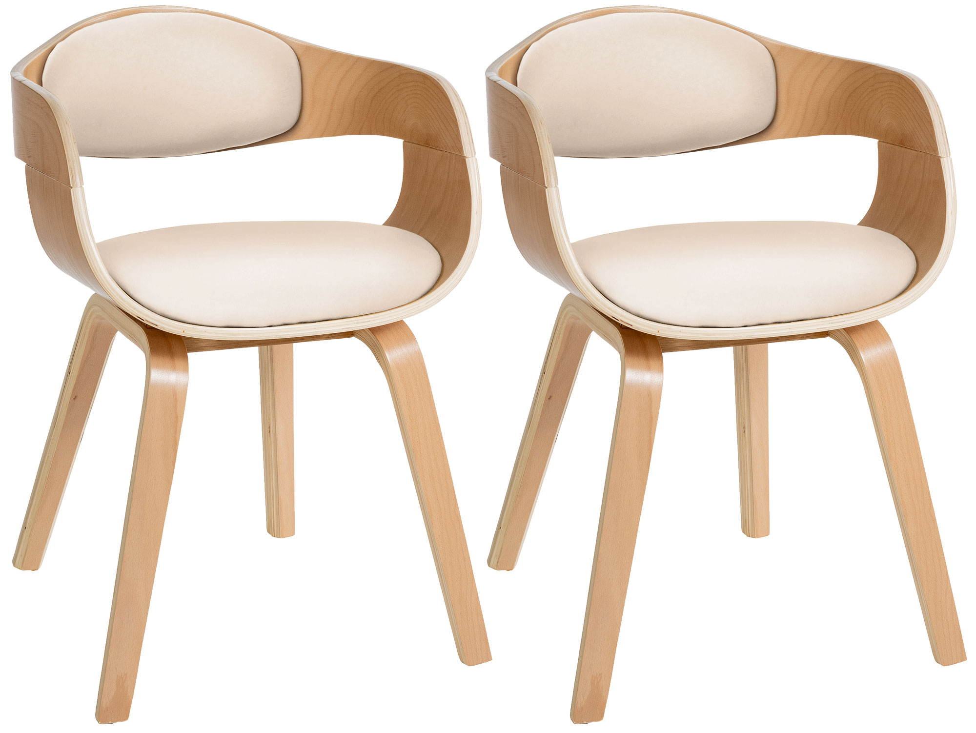 2er Set Stühle Kingston Kunstleder, natura/creme
