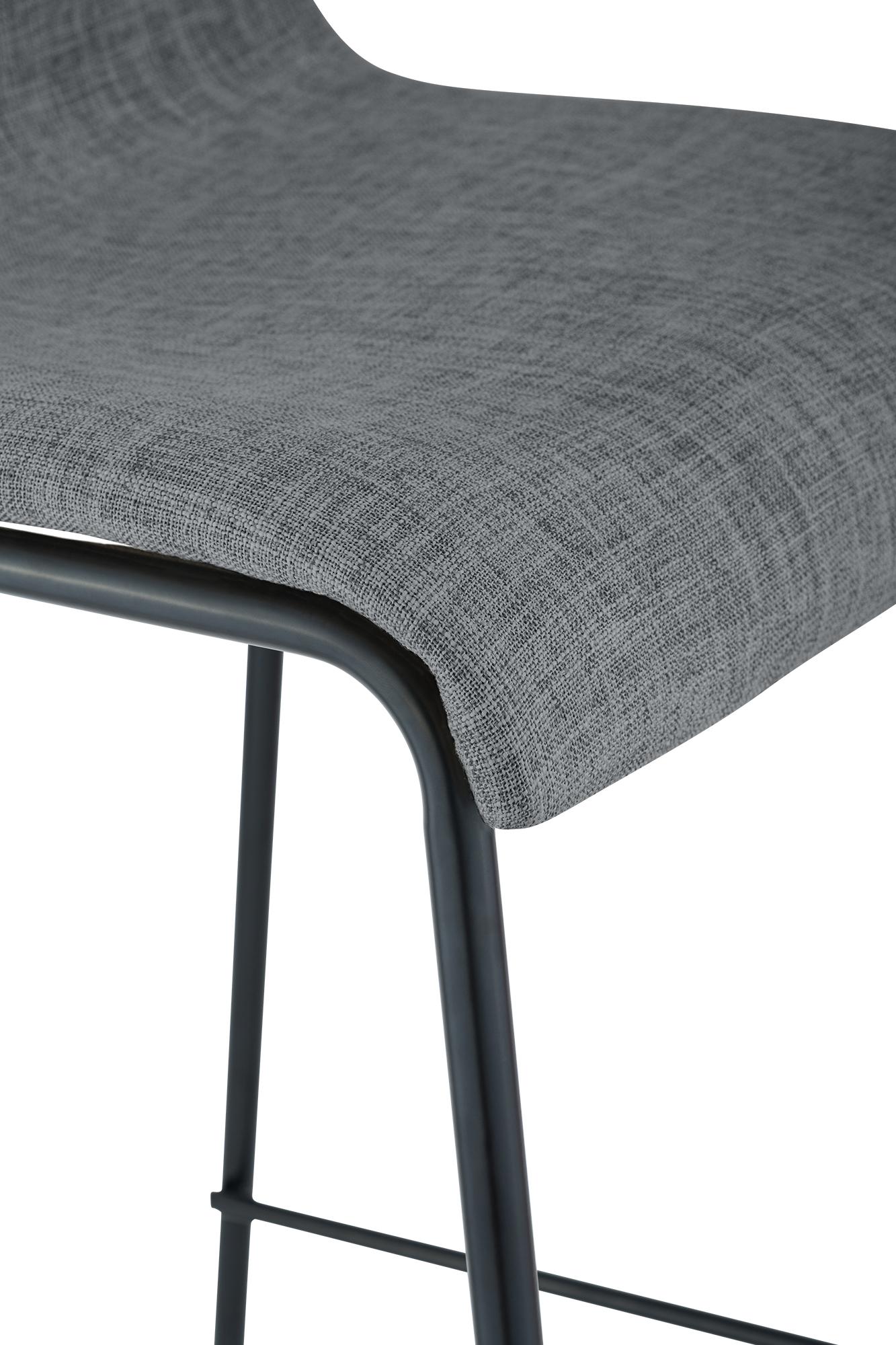 Barhocker Hoover Stoff 4-Fuß Gestell schwarz, hellgrau