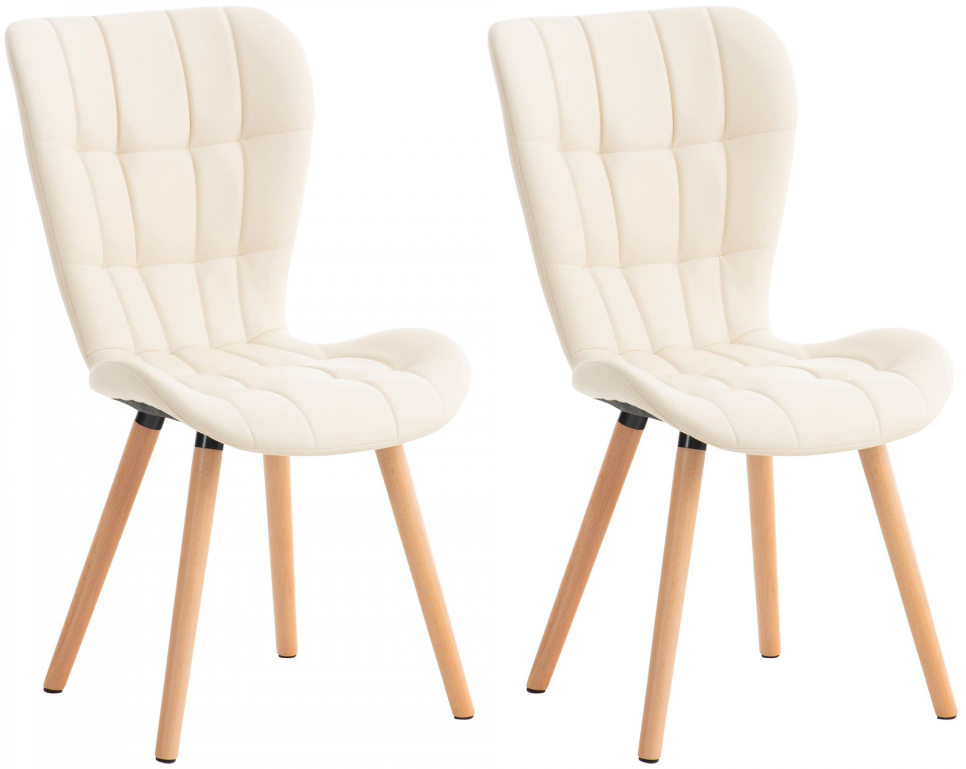 2er Set Stuhl Elda Kunstleder, creme