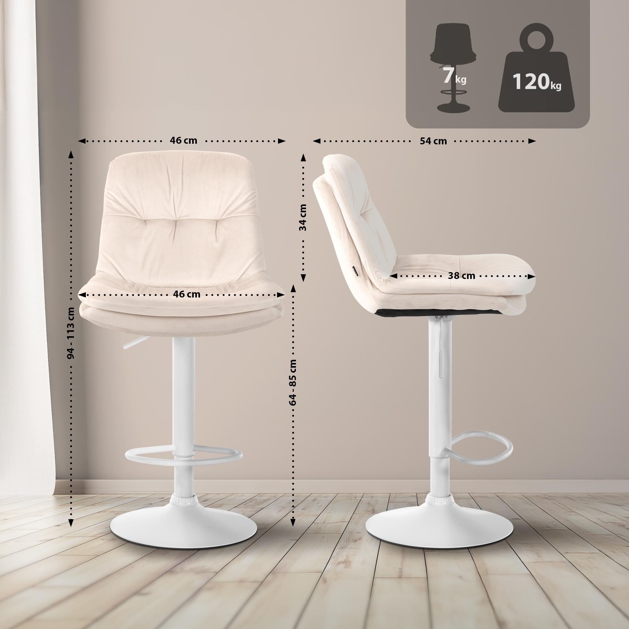 Barhocker Laurel Samt weiß, creme