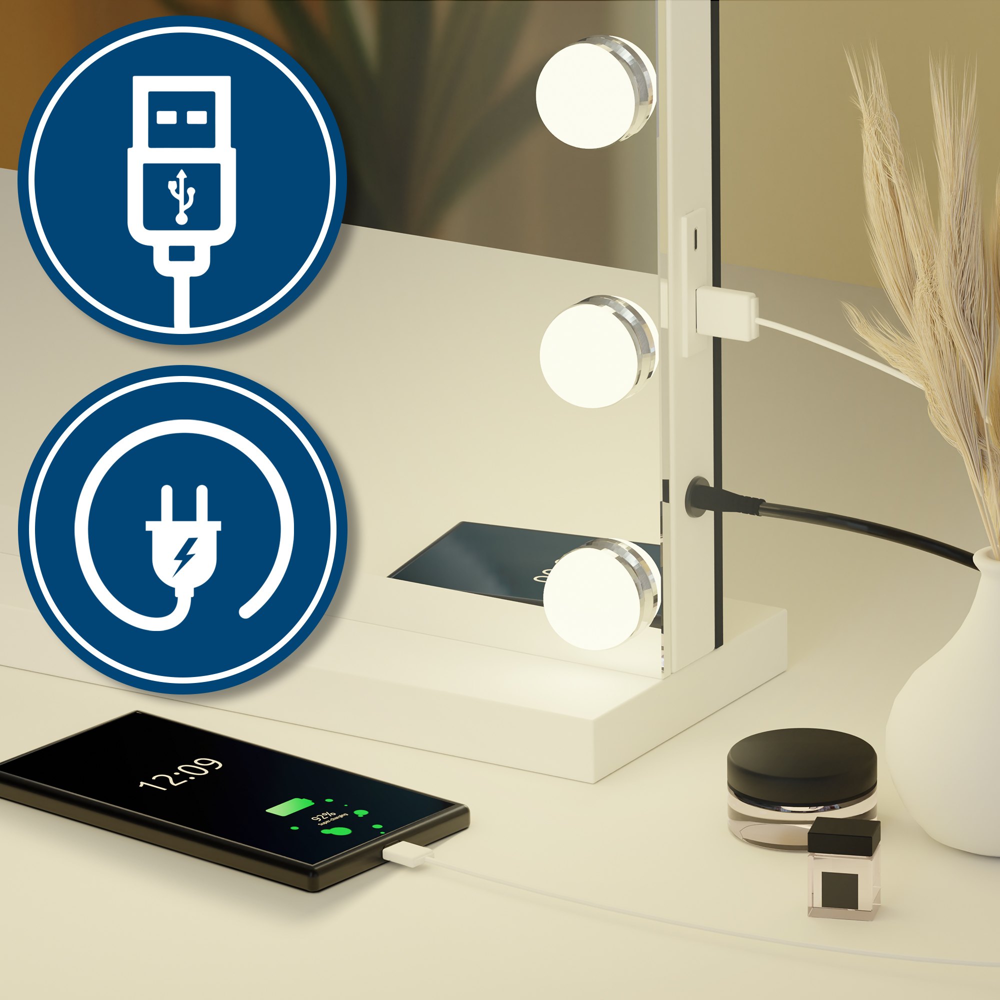 Schminkspiegel Norlina ohne Bluetooth, weiß