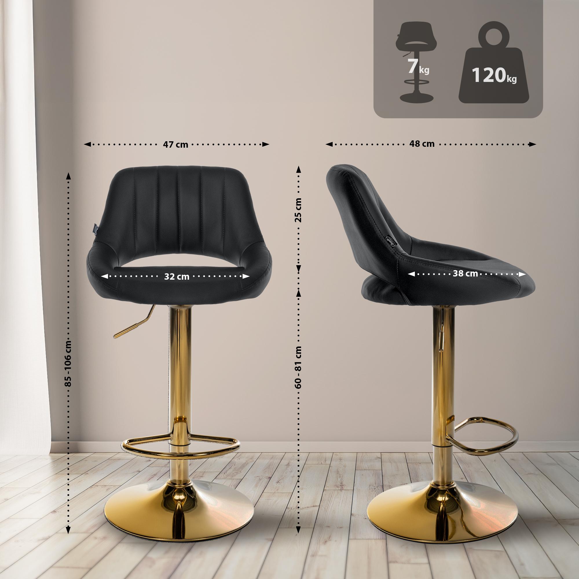 2er Set Barhocker Milet Kunstleder G, schwarz