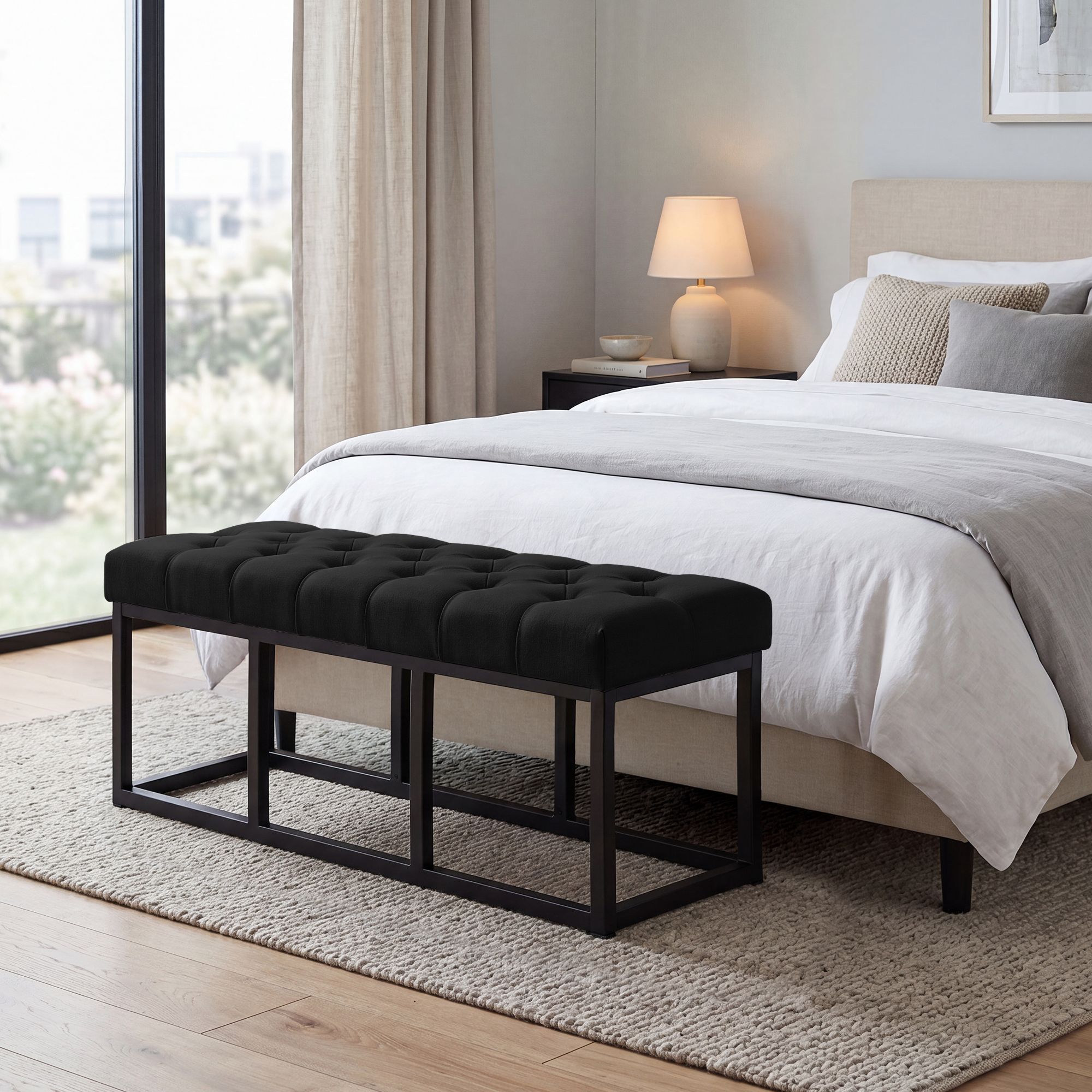 Sitzbank Amun Stoff Schwarz 100 cm, schwarz