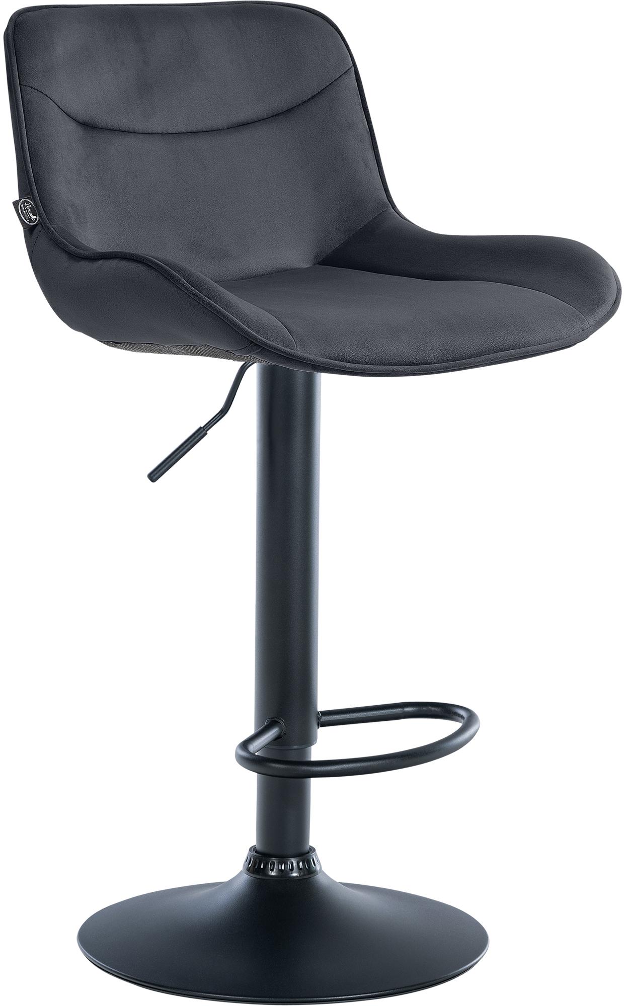 Barhocker Vonore Samt schwarz, schwarz