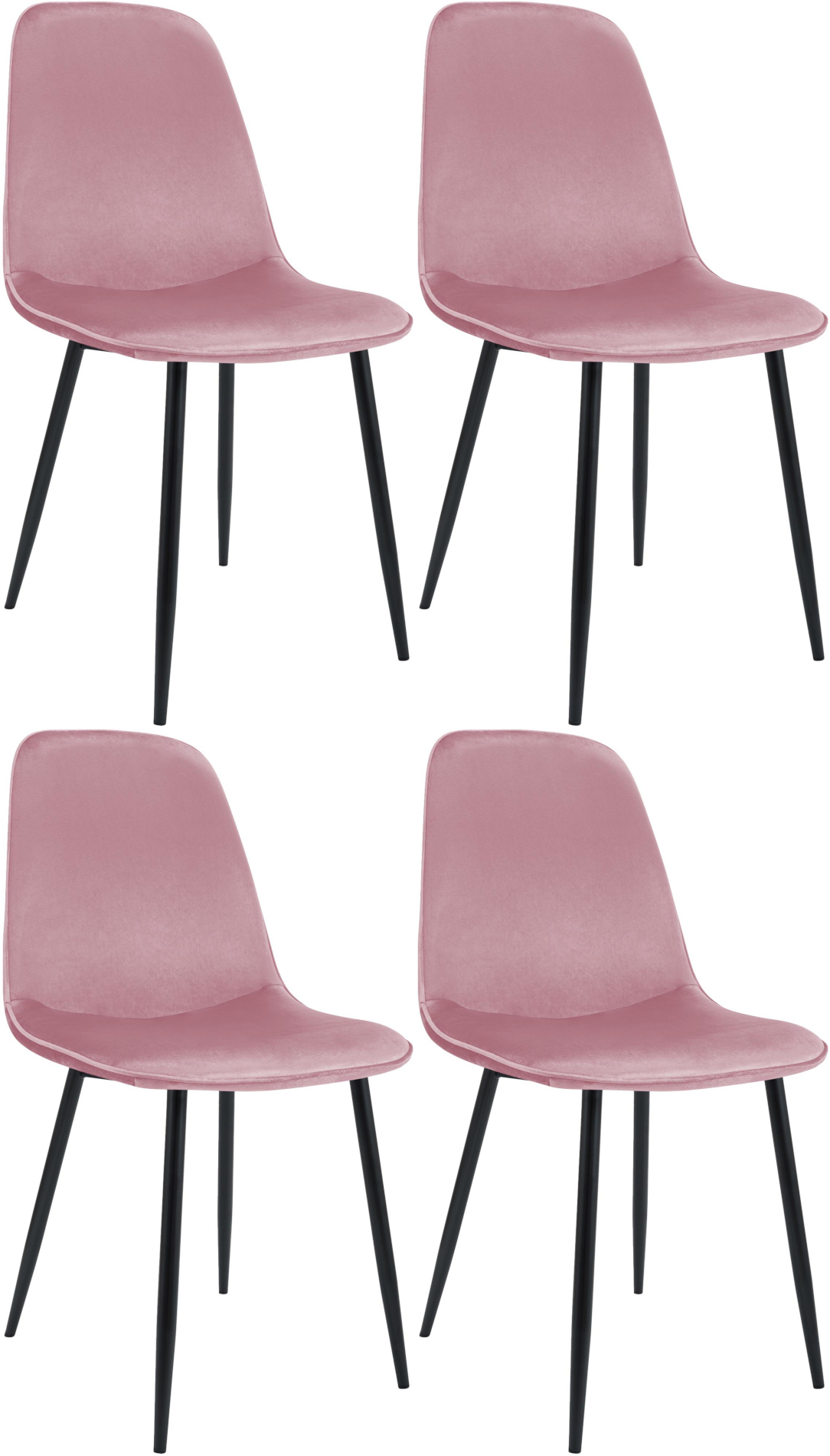 4er Set Esszimmerstuhl Maryam Samt, rosa