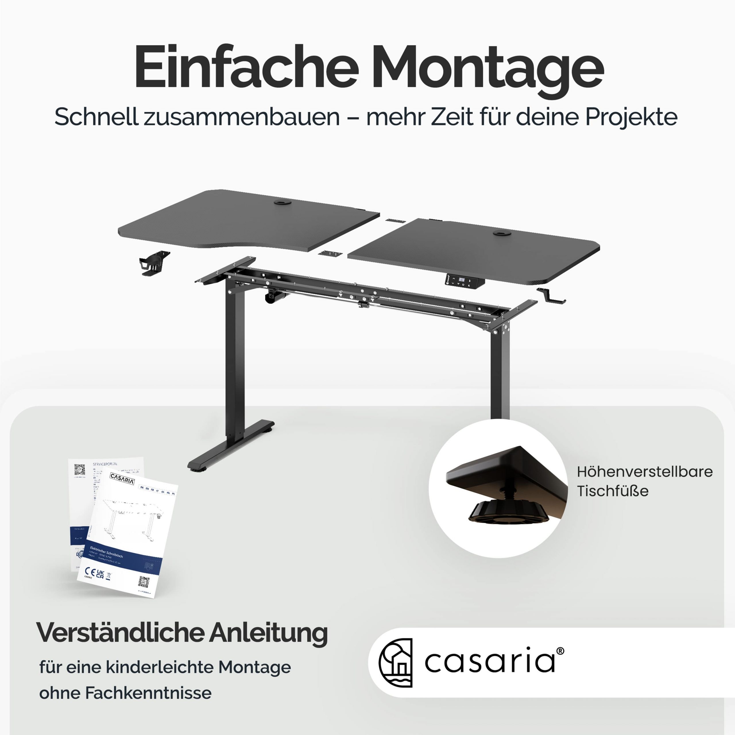 Höhenverstellbarer Schreibtisch Schwarz 160x75x73-118cm