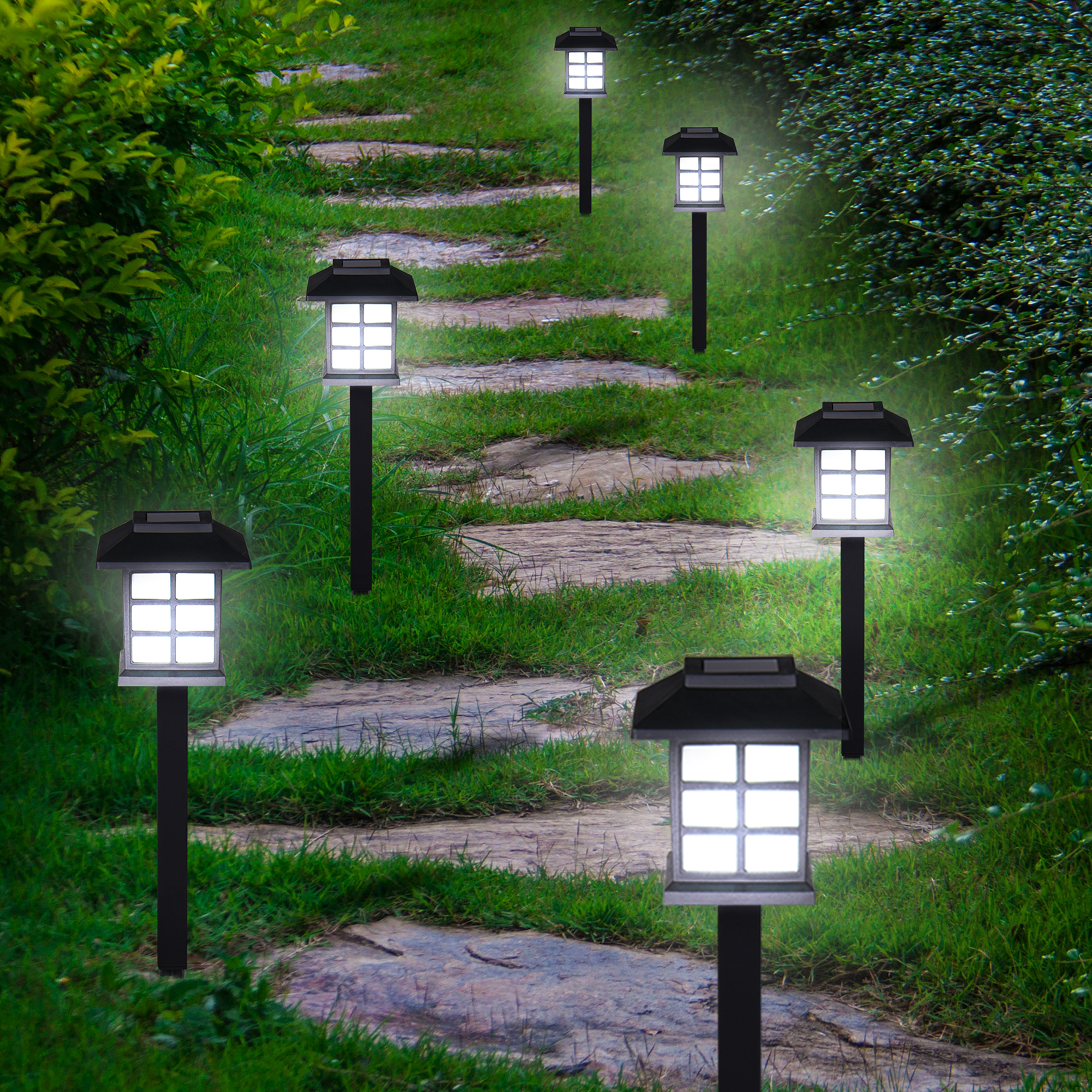 LED Solarleuchten 6er-Set Schwarz