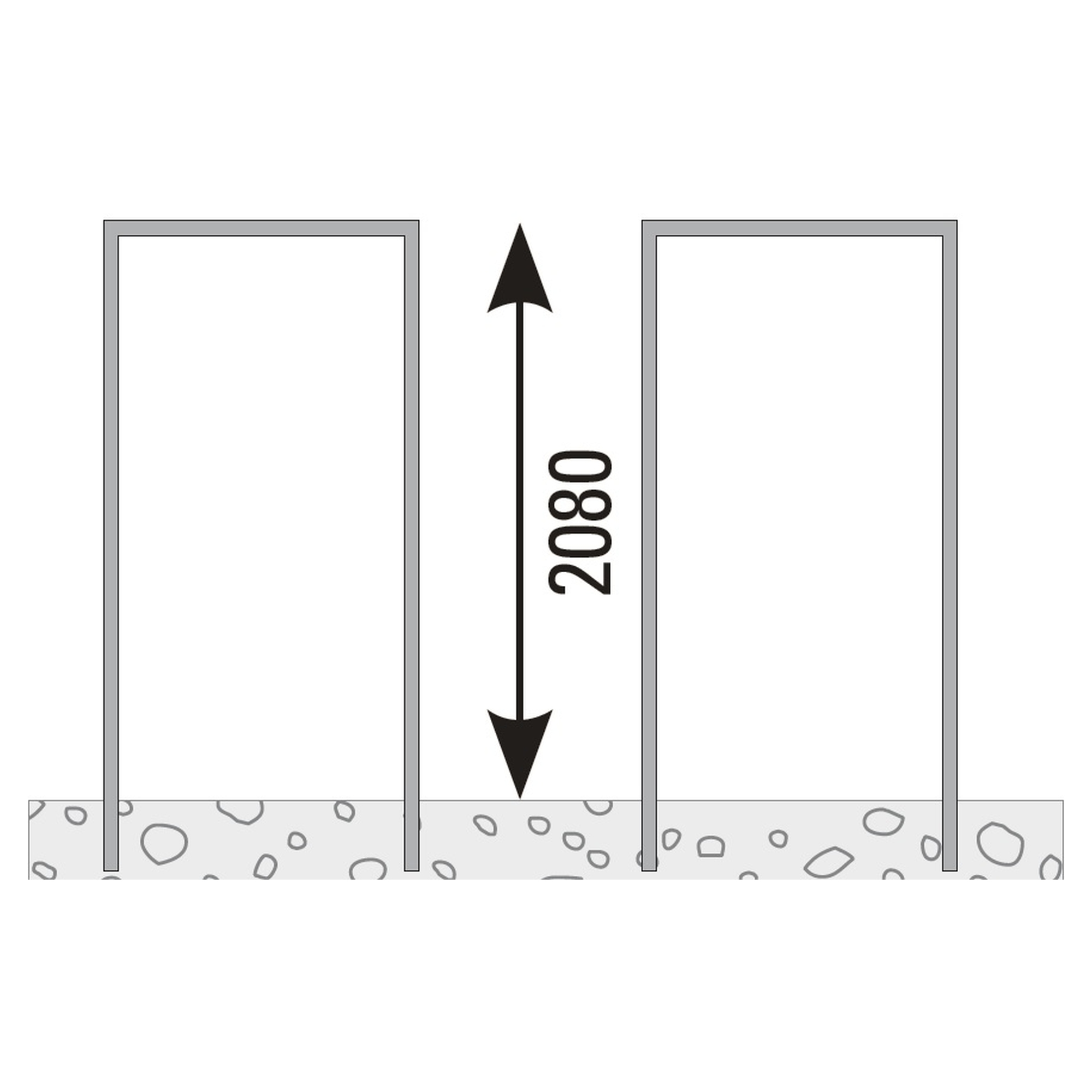 530798 VETRO Pfosten-Zarge, V2A, Achsmaß 105,5 mm, zum Einbetonieren, DIN Links