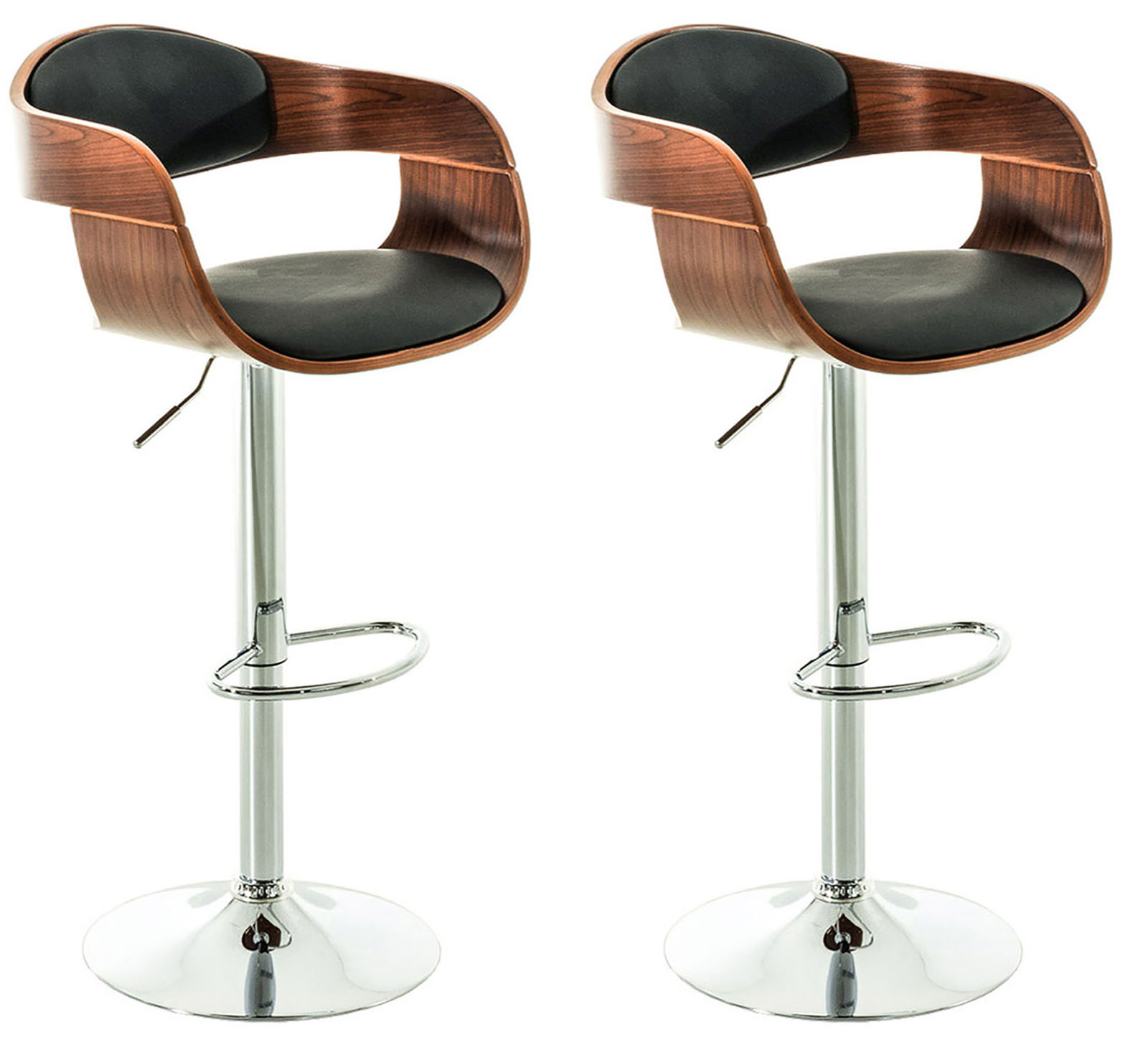 2er Set Barhocker Kingston C Kunstleder, walnuss/schwarz