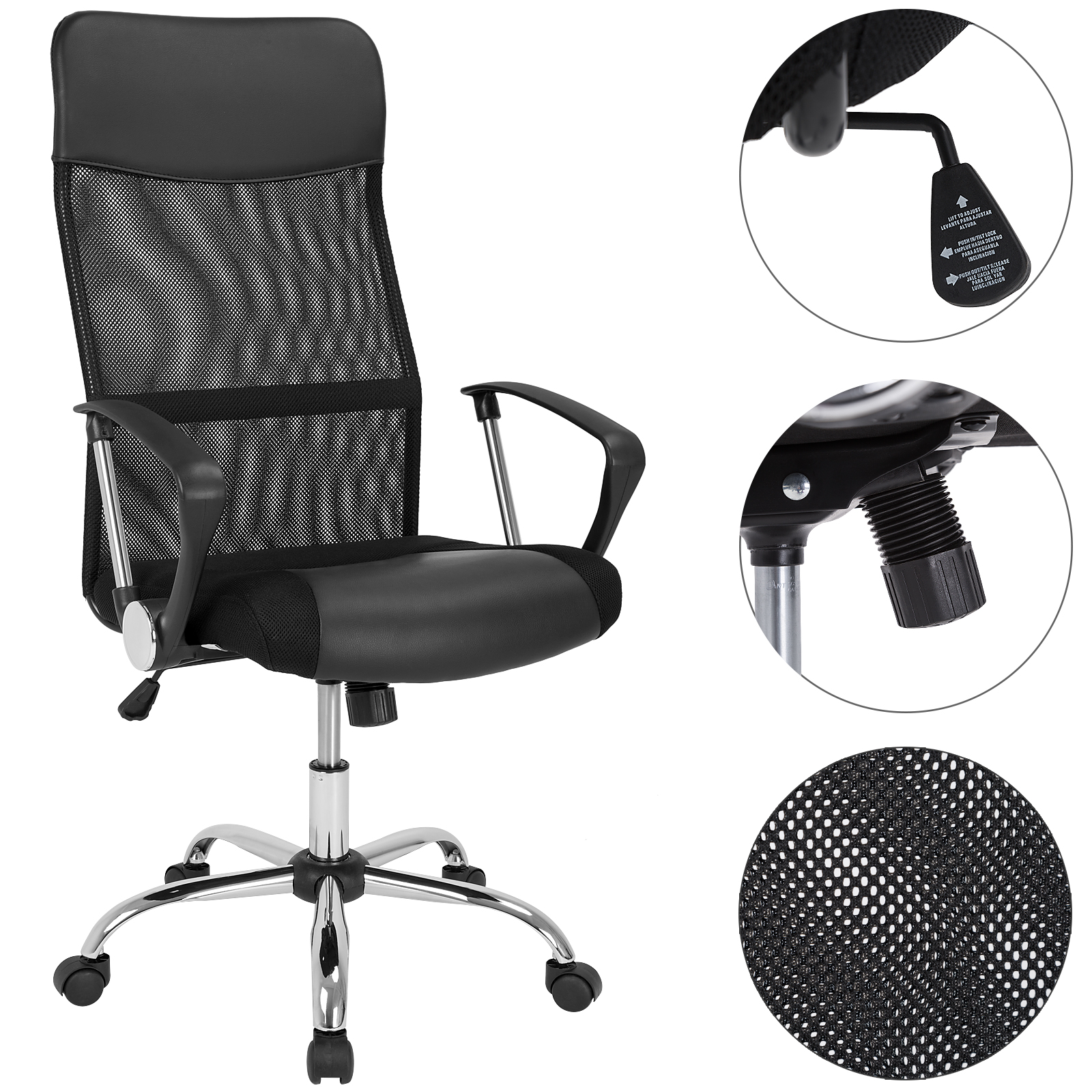 Bürostuhl Deluxe Schwarz mit Netz