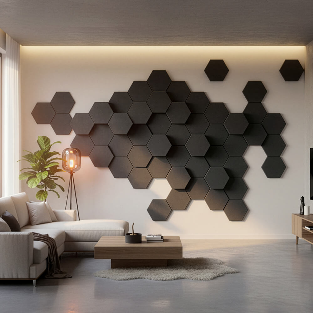 Akustikplatten Hexagon selbstklebend SILENT - 10er Set Schwarz