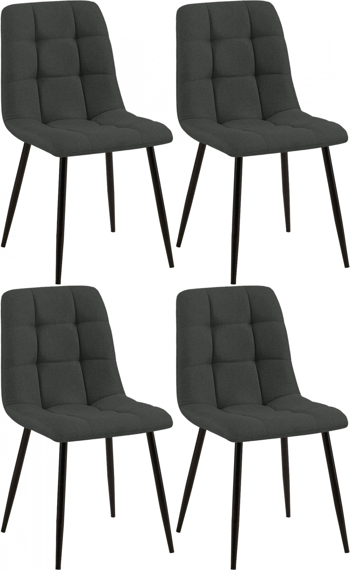 4er Set Esszimmerstuhl Tilde Stoff, dunkelgrau