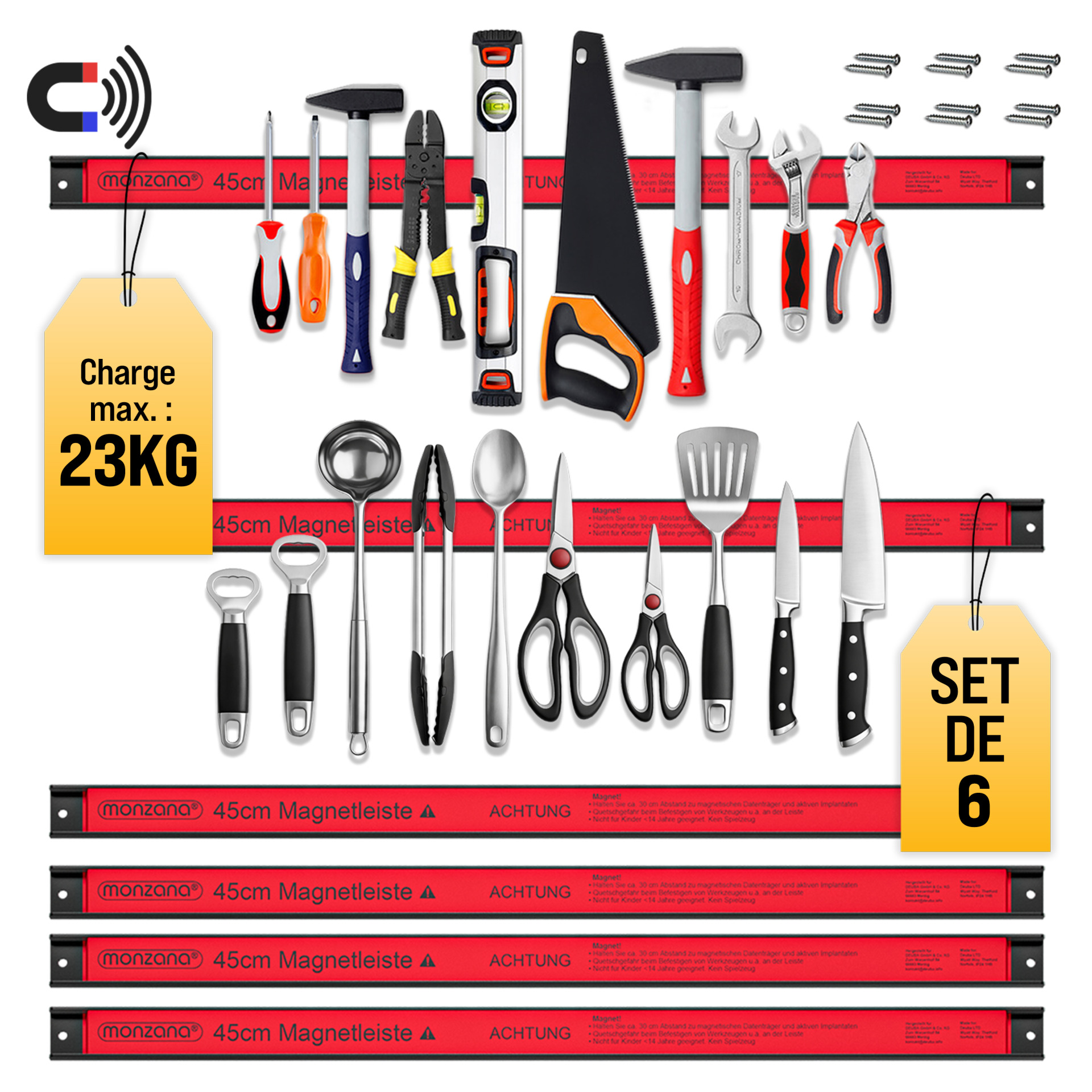 Magnetleiste 6er-Set 45cm inkl Montagematerial