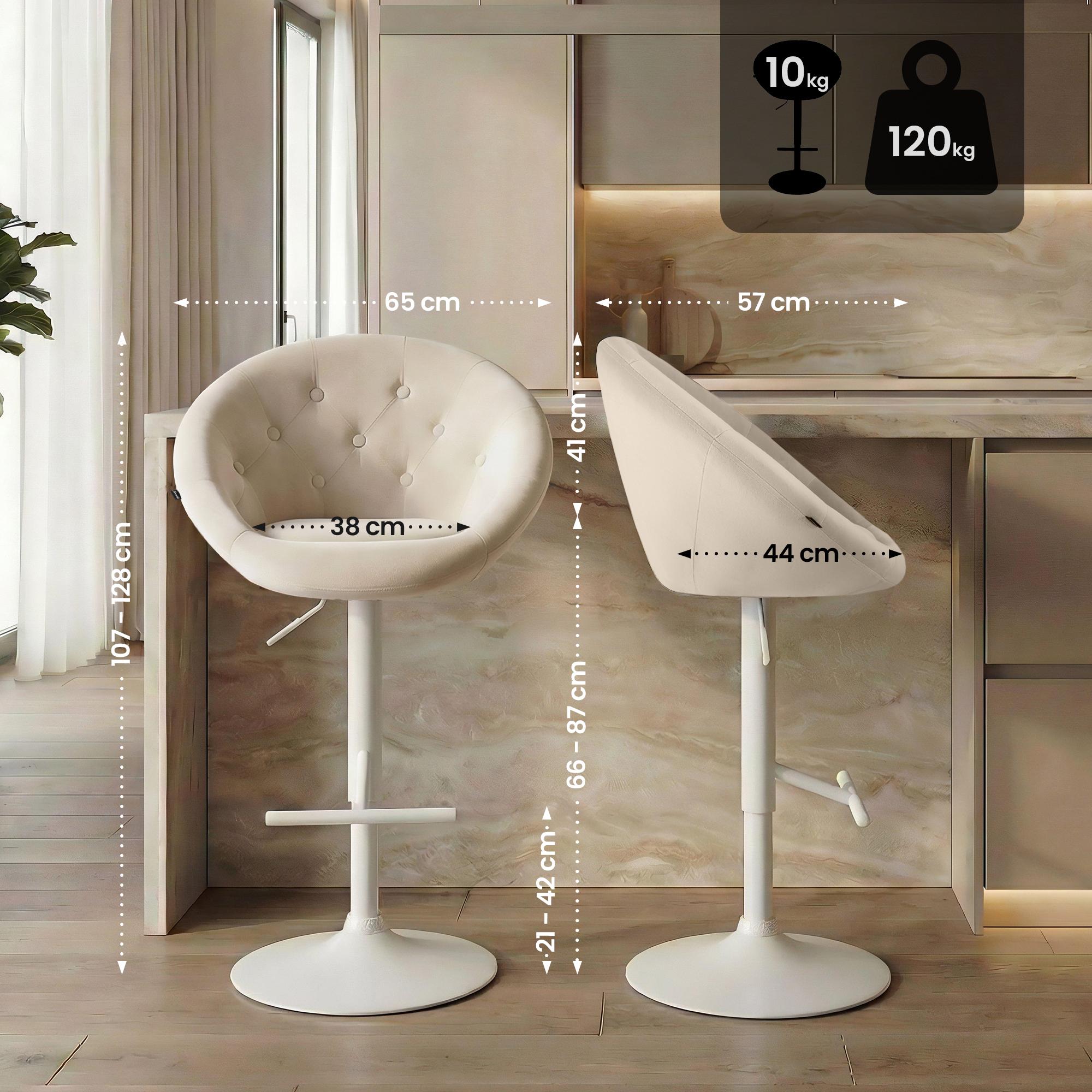 Barhocker London Samt weiß, creme