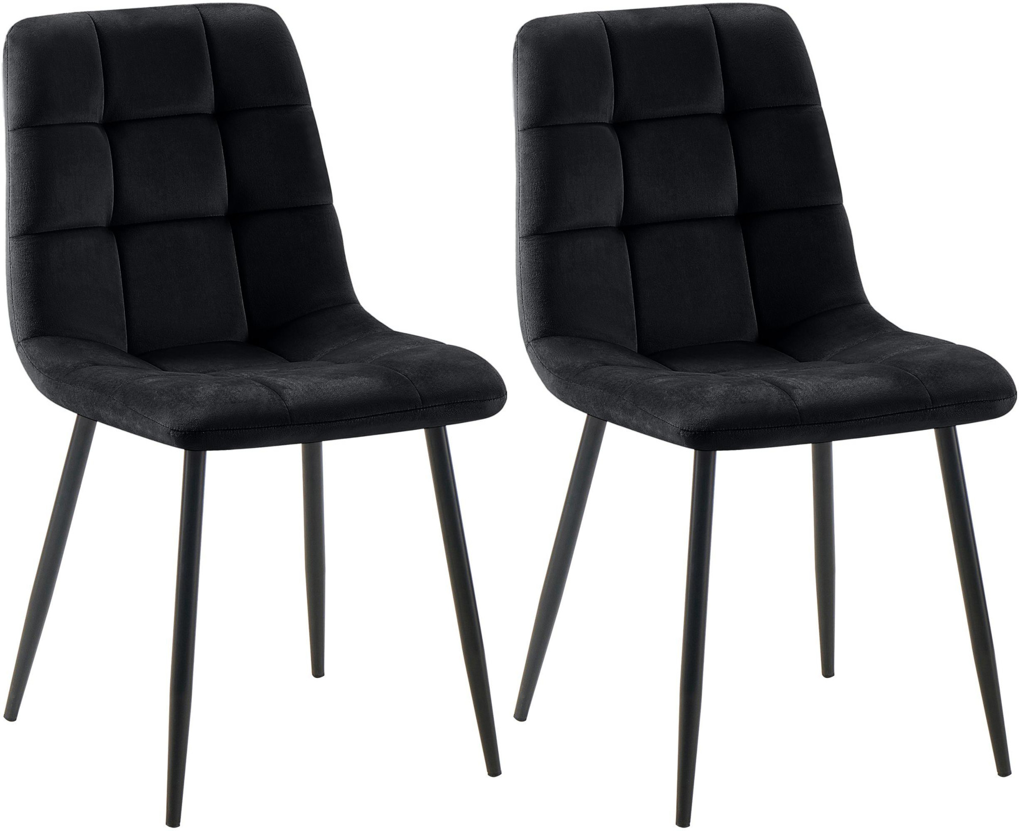 2er Set Esszimmerstuhl Tilde Samt, schwarz