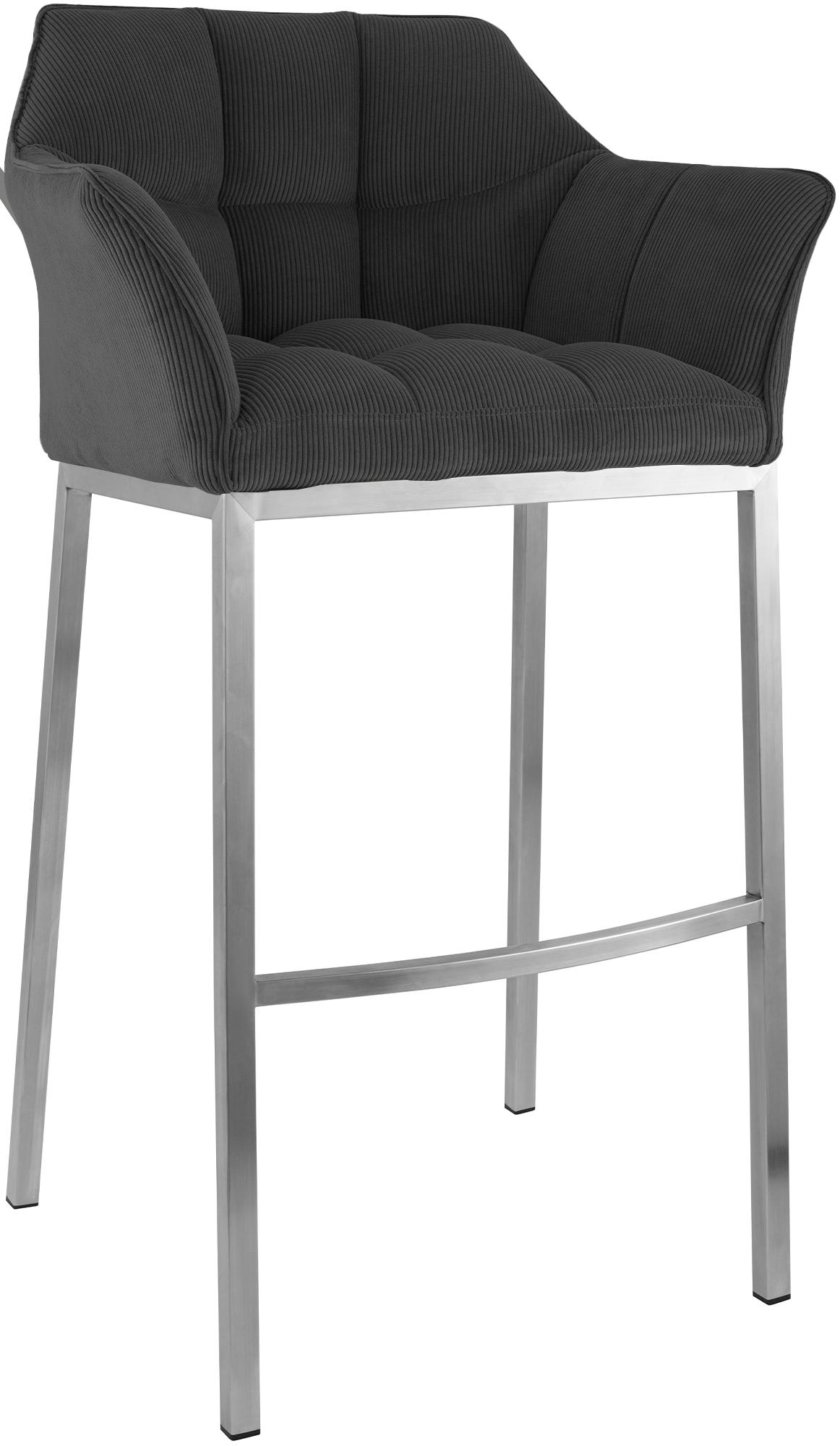 Barhocker Damaso E Cord mit 4-Fuß Gestell, dunkelgrau