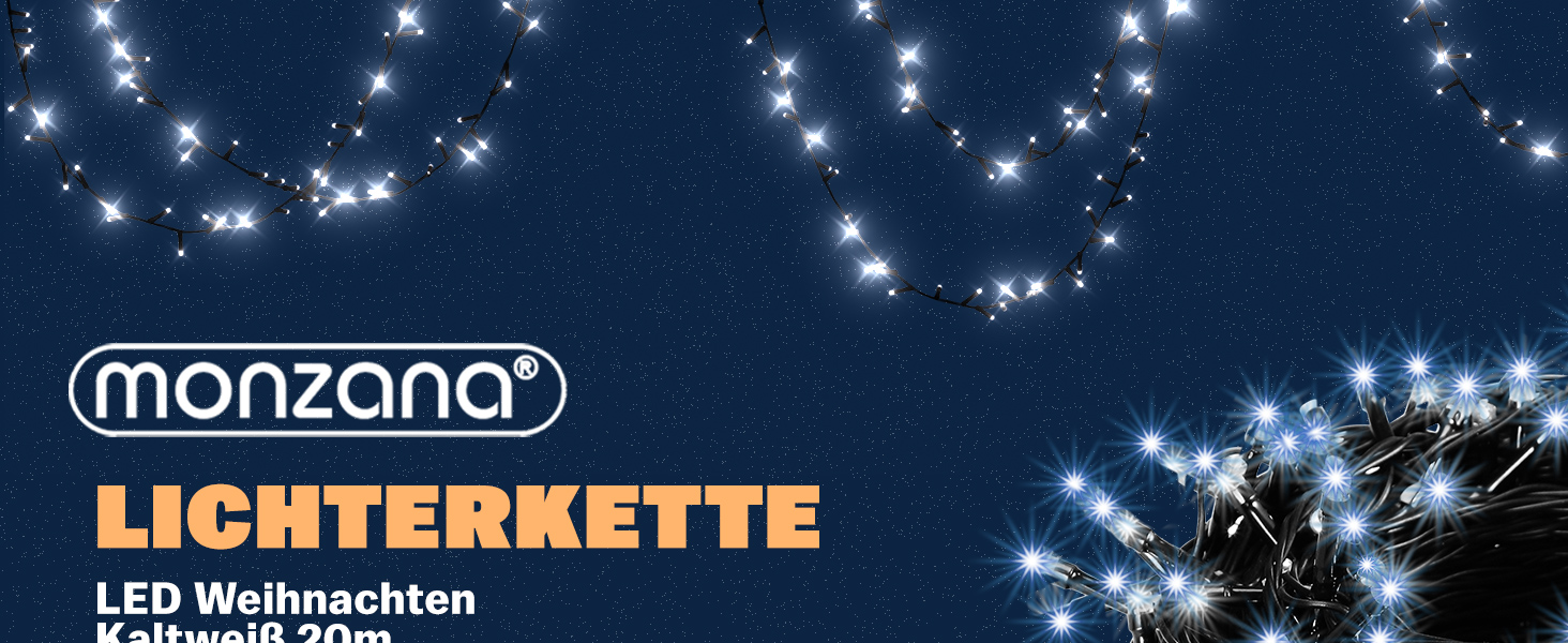 Lichterkette Weihnachten Kaltweiß 20m Fernbedienung