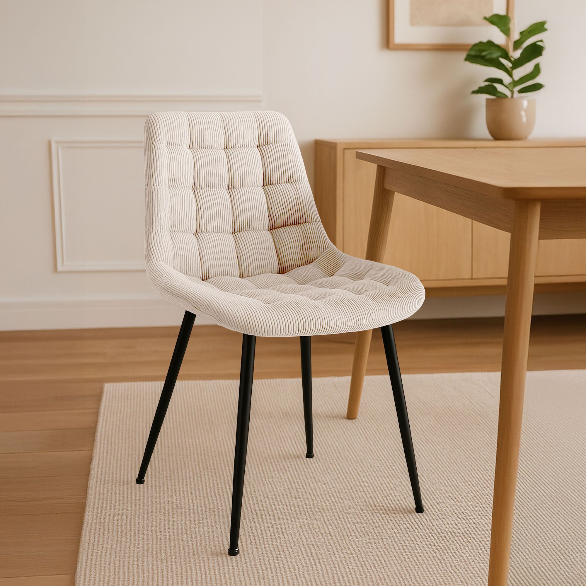 Esszimmerstuhl Sardna Cord, creme