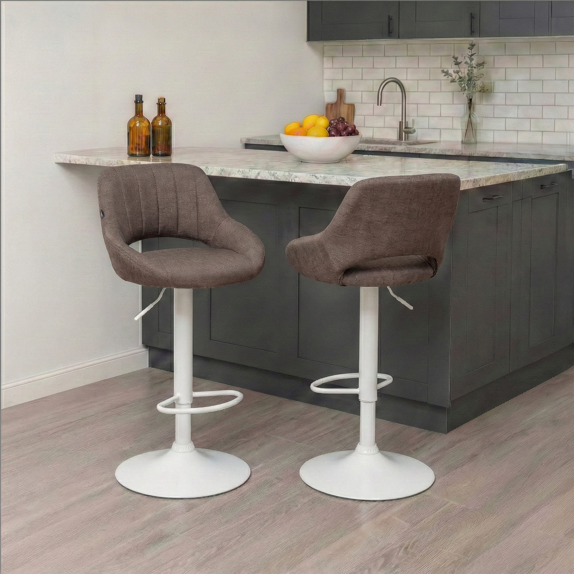Barhocker Milet Stoff weiß, braun