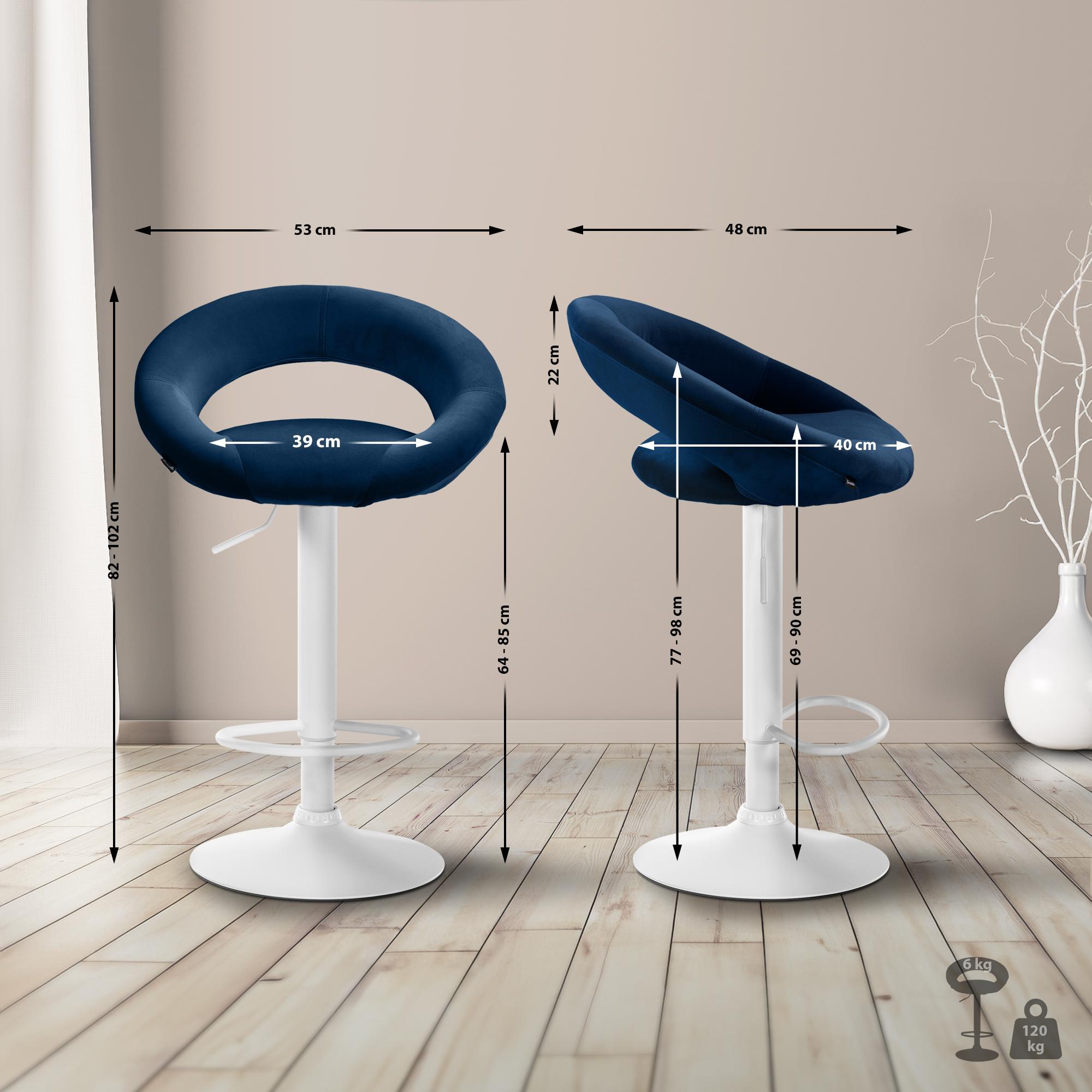 Barhocker Olinda Samt weiß, blau