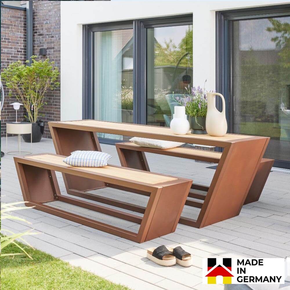 Sitzgarnitur aus Stahl und Sibirischer Lärche KOBON - Made in Germany