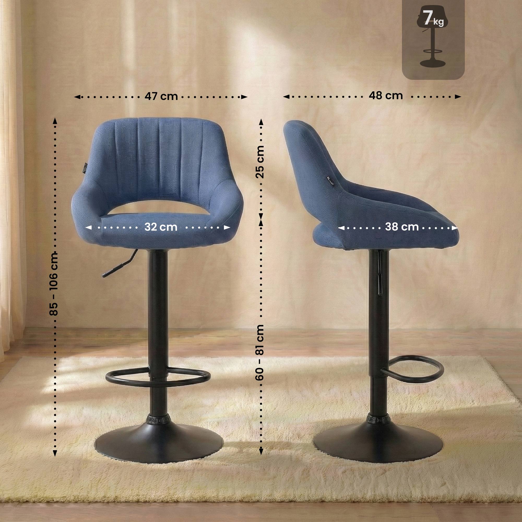 Barhocker Milet Stoff schwarz, blau