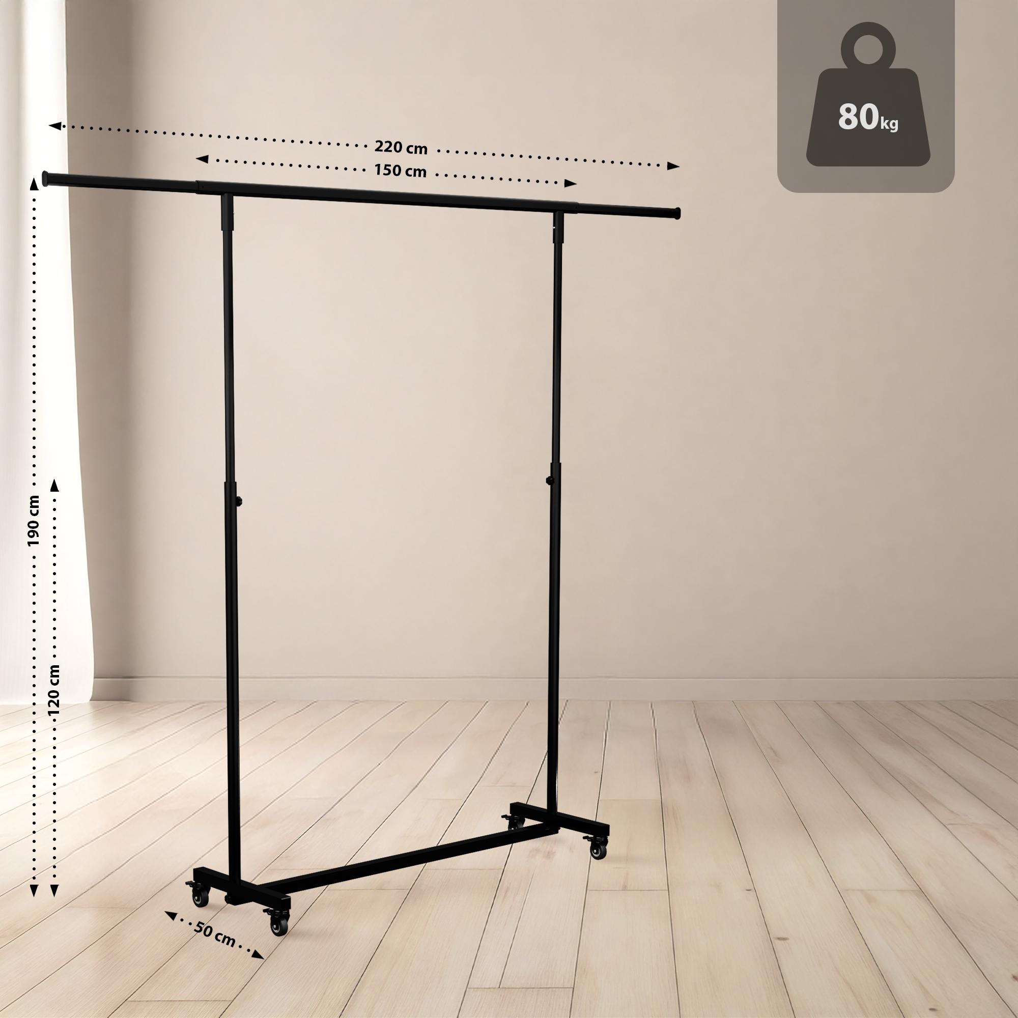 Klappbare Kleiderständer Soran 150x50x188, schwarz