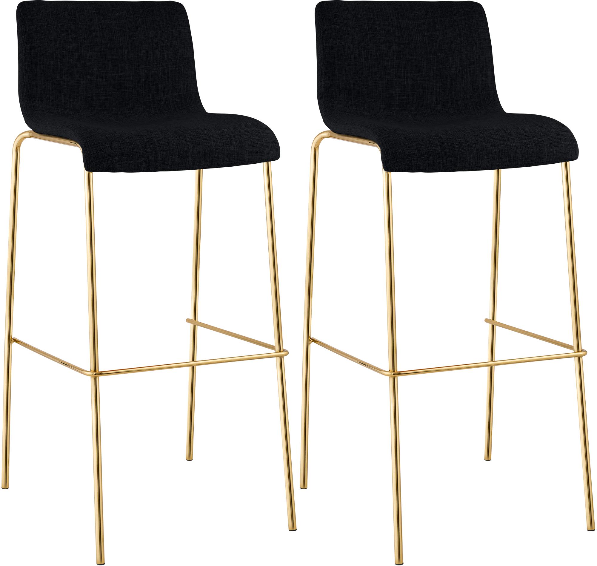 2er Set Barhocker Hoover Stoff 4-Fuß Gold, schwarz