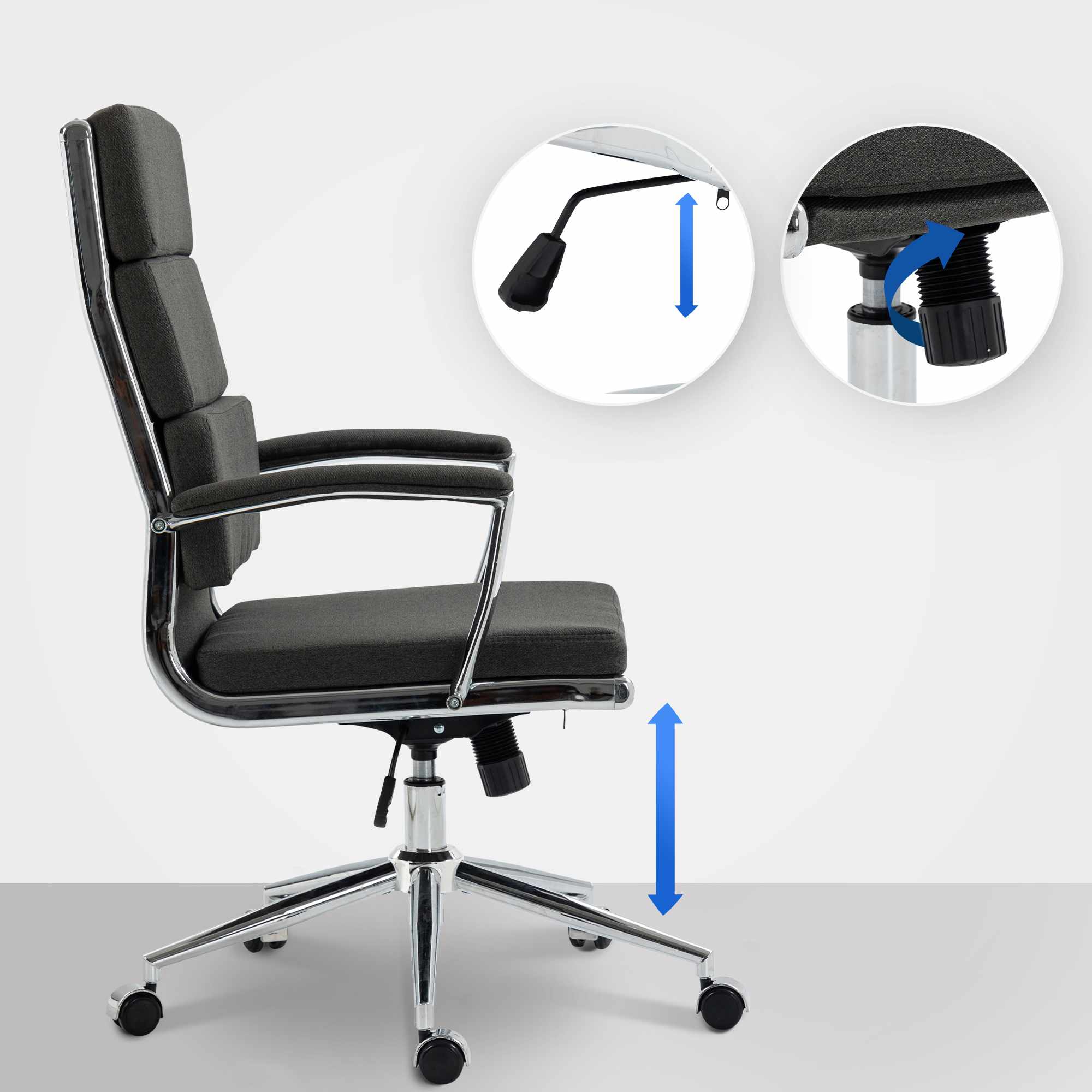 Bürostuhl Cleveland Stoff, dunkelgrau