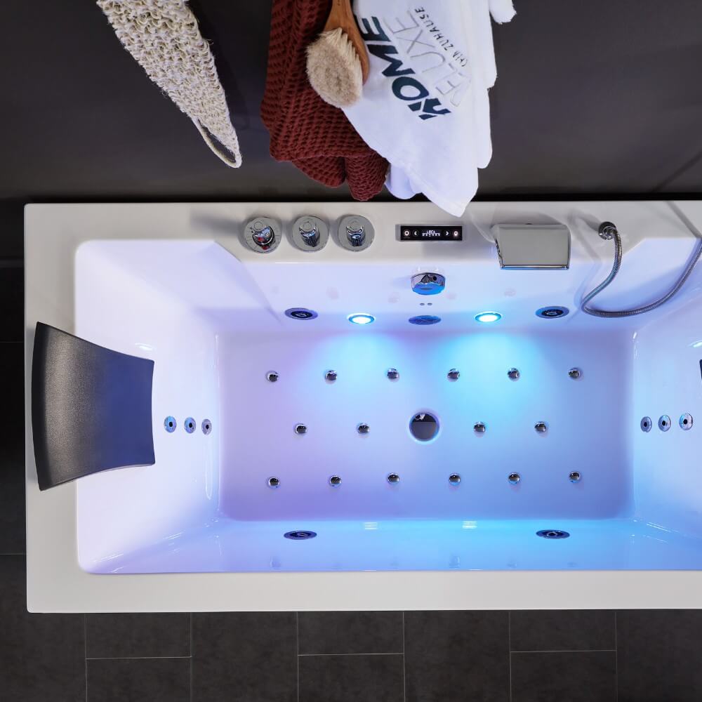 Whirlpool Badewanne mit Lichttherapie LAGUNA PURE M - 180 x 90 cm