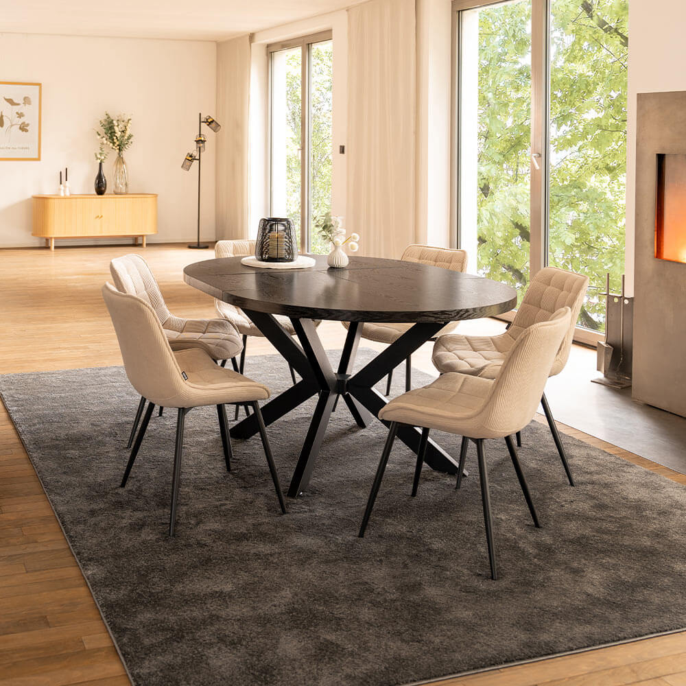 Esstisch Rund Ausziehbar AVENTURA inkl. Sternfuß - 120-160 x 120 cm Dark Oak
