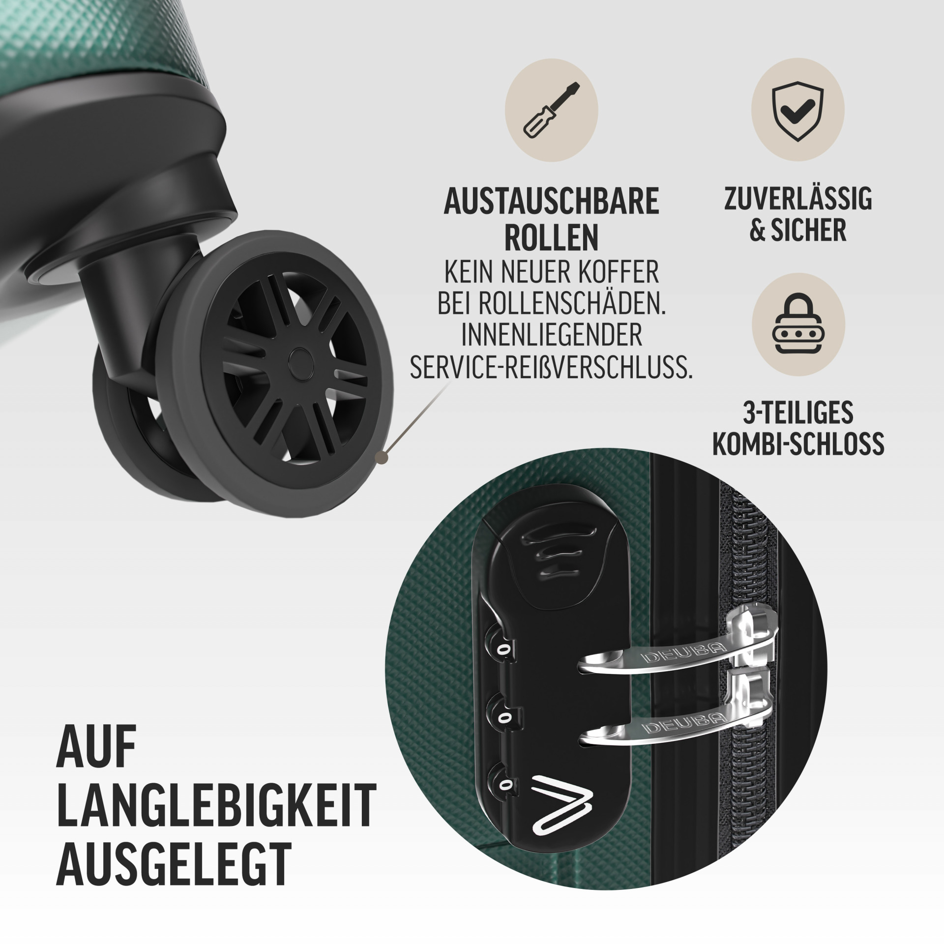 Hartschalenkoffer New York Set 3-tlg Grün Rollen 360º ABS