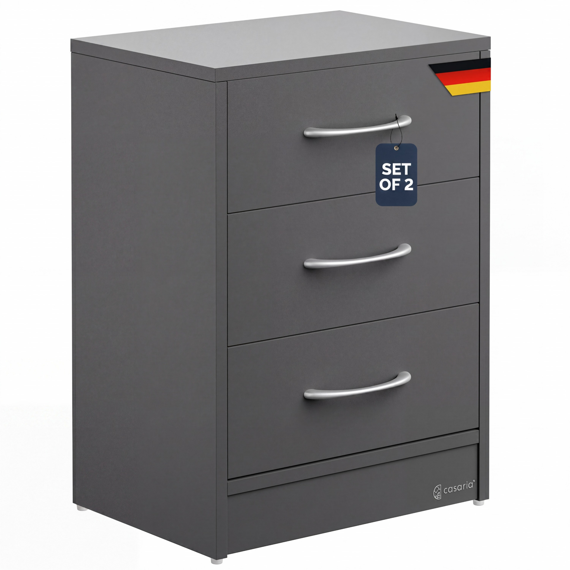 Nachttisch Eloise 2er-Set Anthrazit 54x39x28cm