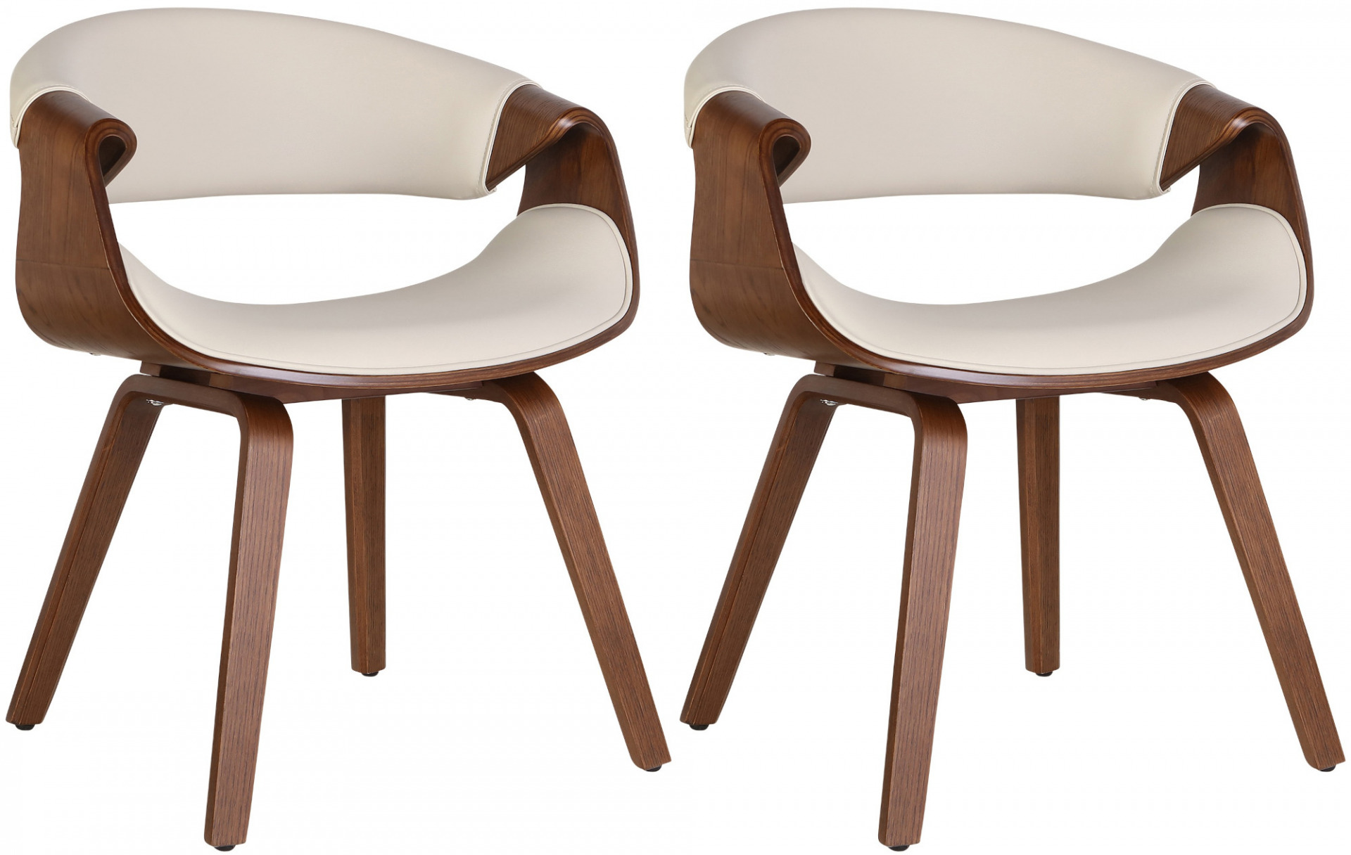 2er Set Esszimmerstuhl Foley Kunstleder, eiche/creme