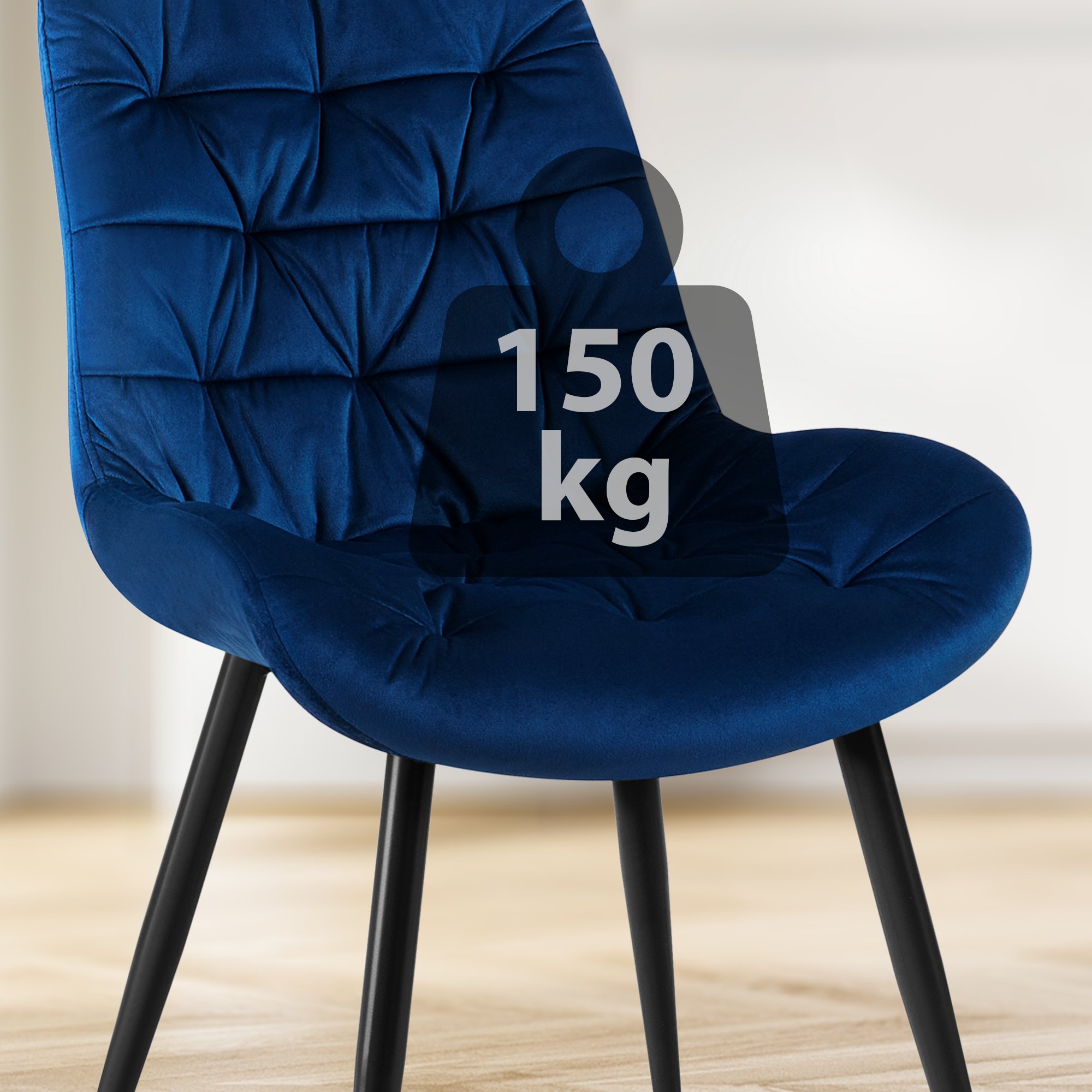 Esszimmerstuhl Rossford Samt, dunkelblau